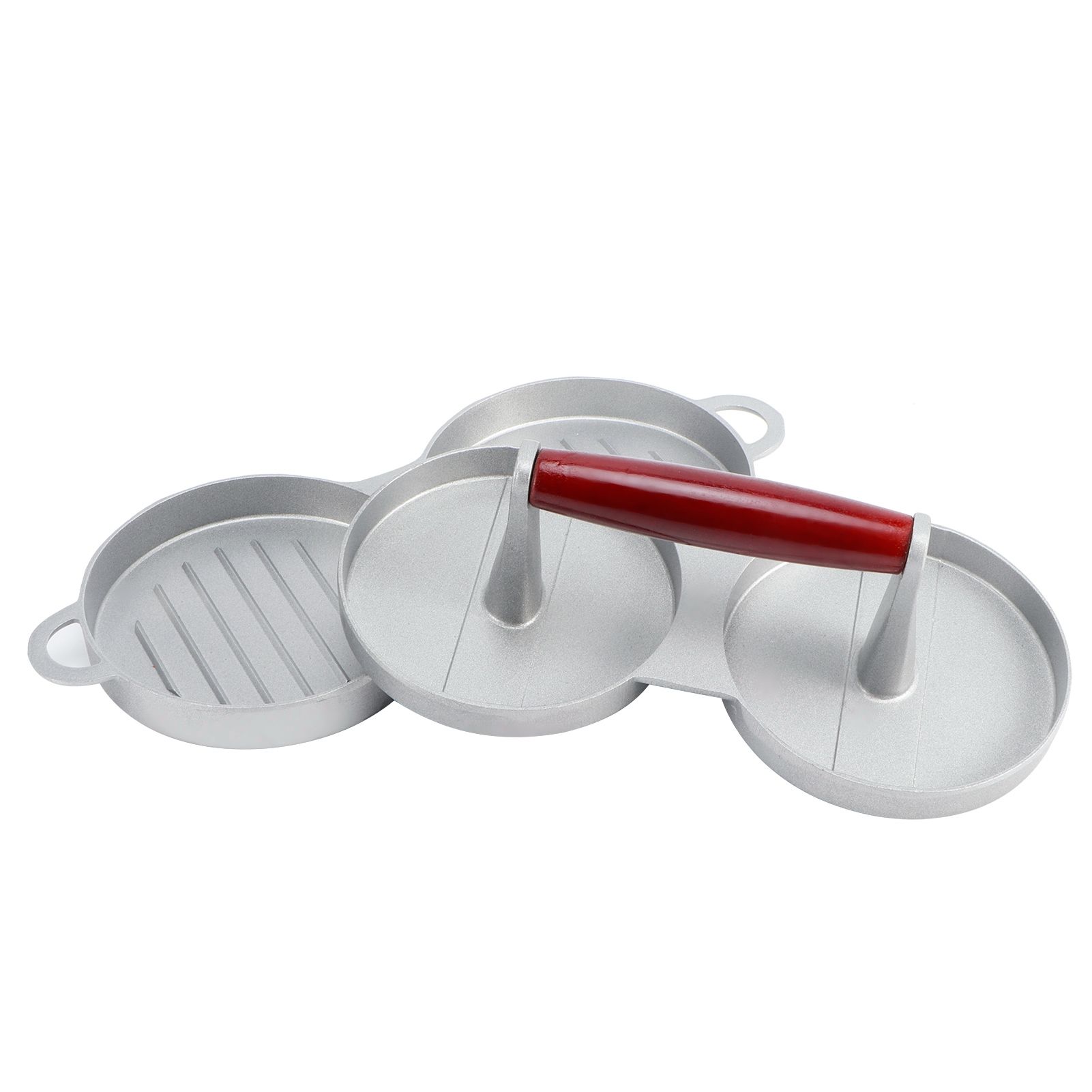 2 Grids Round Shape DIY Kitchen Non-Stick Hamburger Press Patty Maker Mold view 5