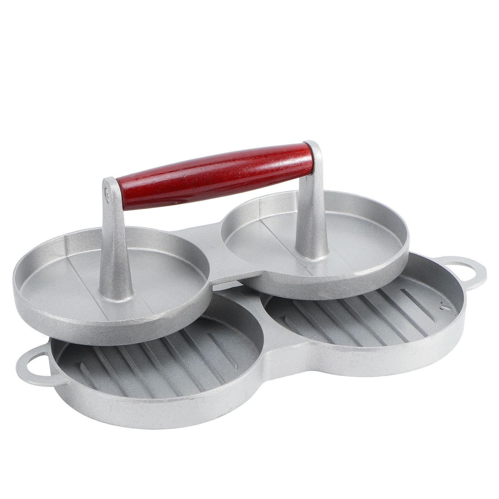 2 Grids Round Shape DIY Kitchen Non-Stick Hamburger Press Patty Maker Mold view 6