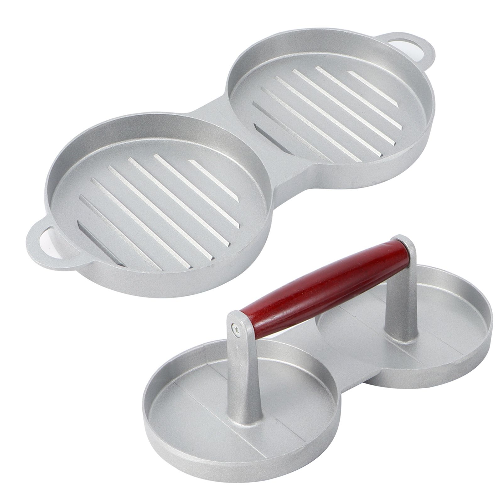 2 Grids Round Shape DIY Kitchen Non-Stick Hamburger Press Patty Maker Mold view 7