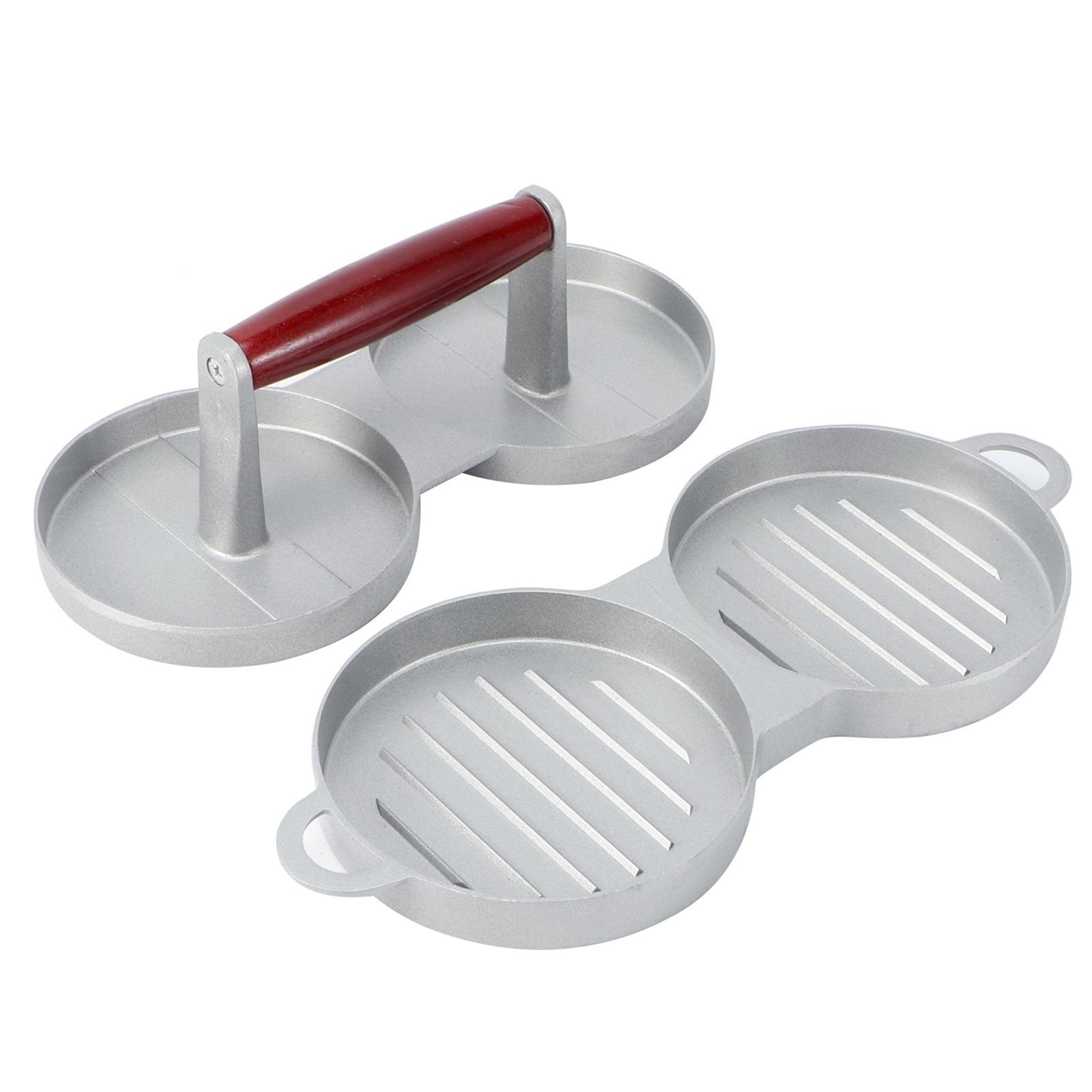 2 Grids Round Shape DIY Kitchen Non-Stick Hamburger Press Patty Maker Mold view 8