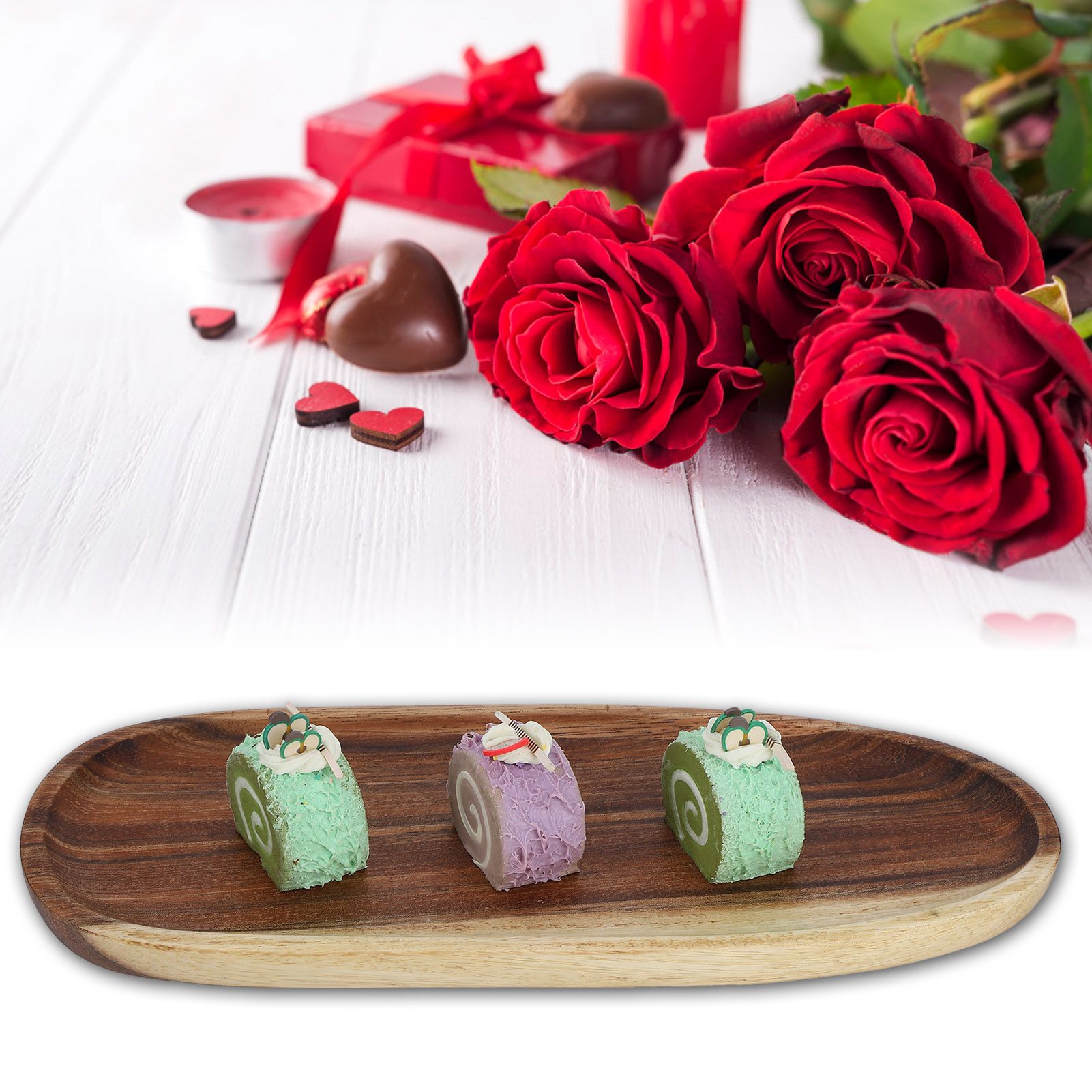 Irregular Wood Storage Tray Snack Fruit Organizer Table Accessories Fast Food view 10