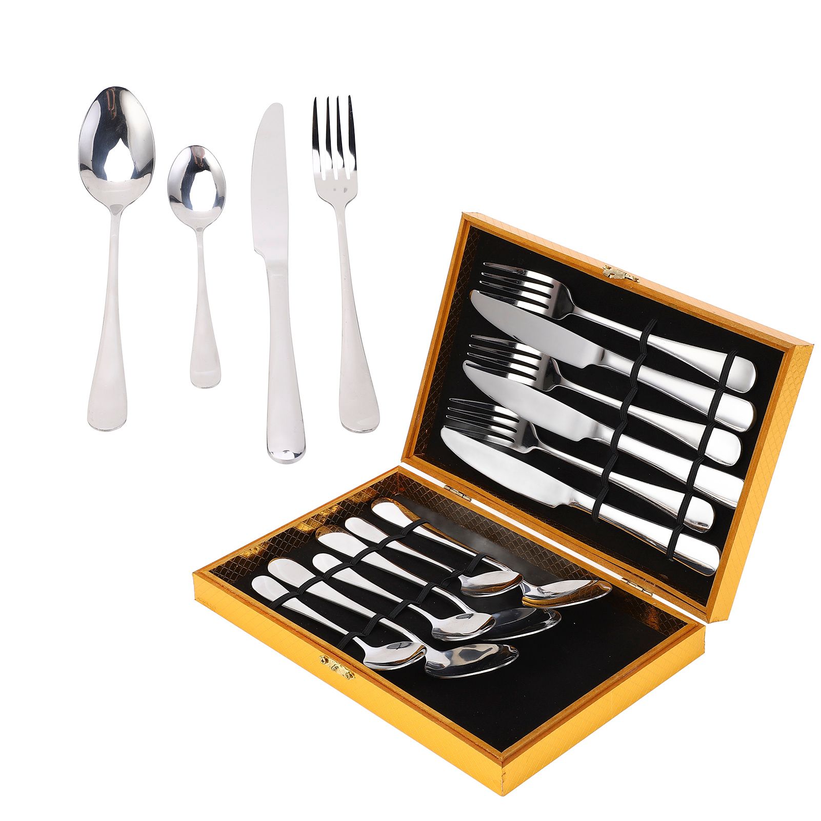 304 Stainless Steel Knives Forks Spoons Kit Cutlery Set for Home Kitchen Hotel view 5