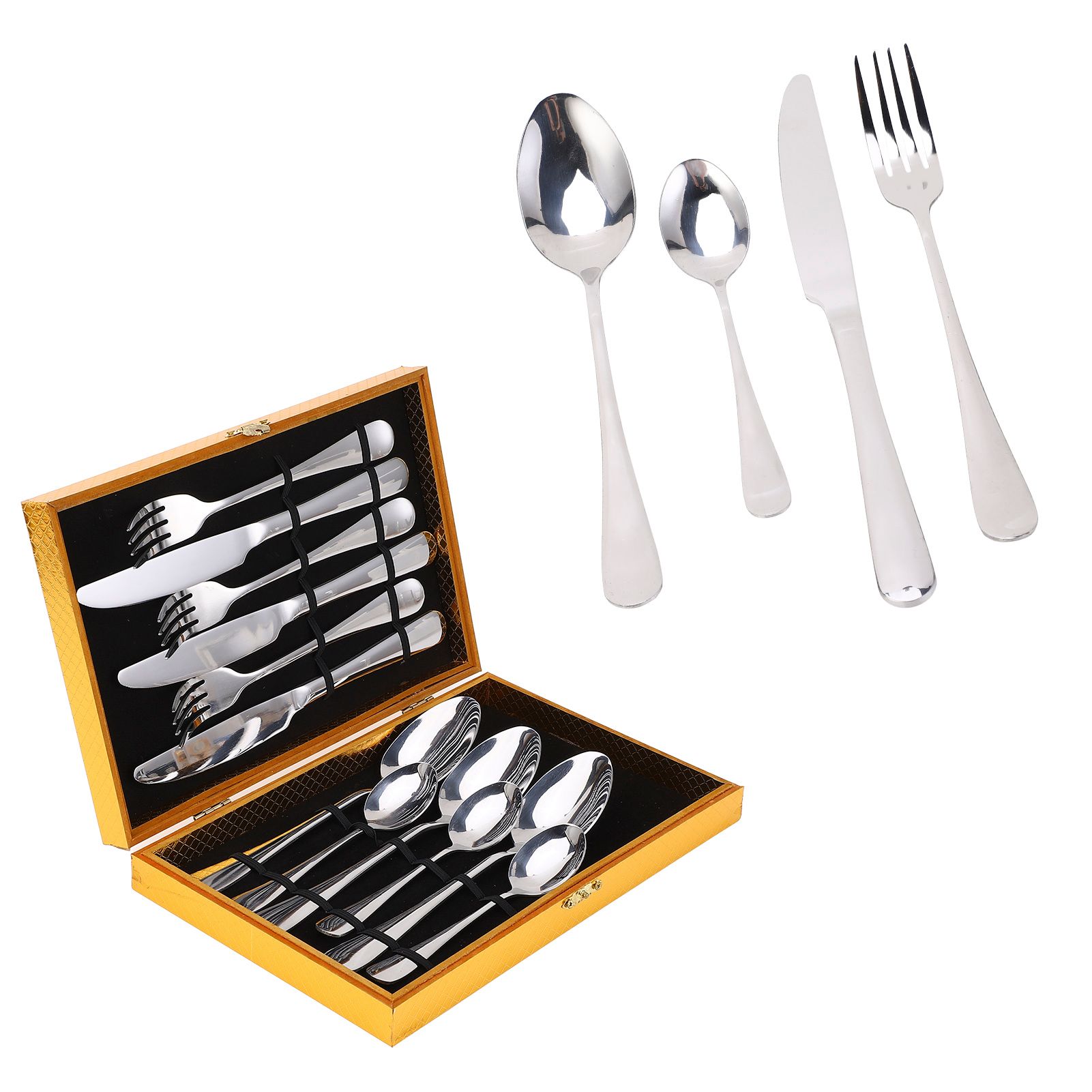 304 Stainless Steel Knives Forks Spoons Kit Cutlery Set for Home Kitchen Hotel view 8