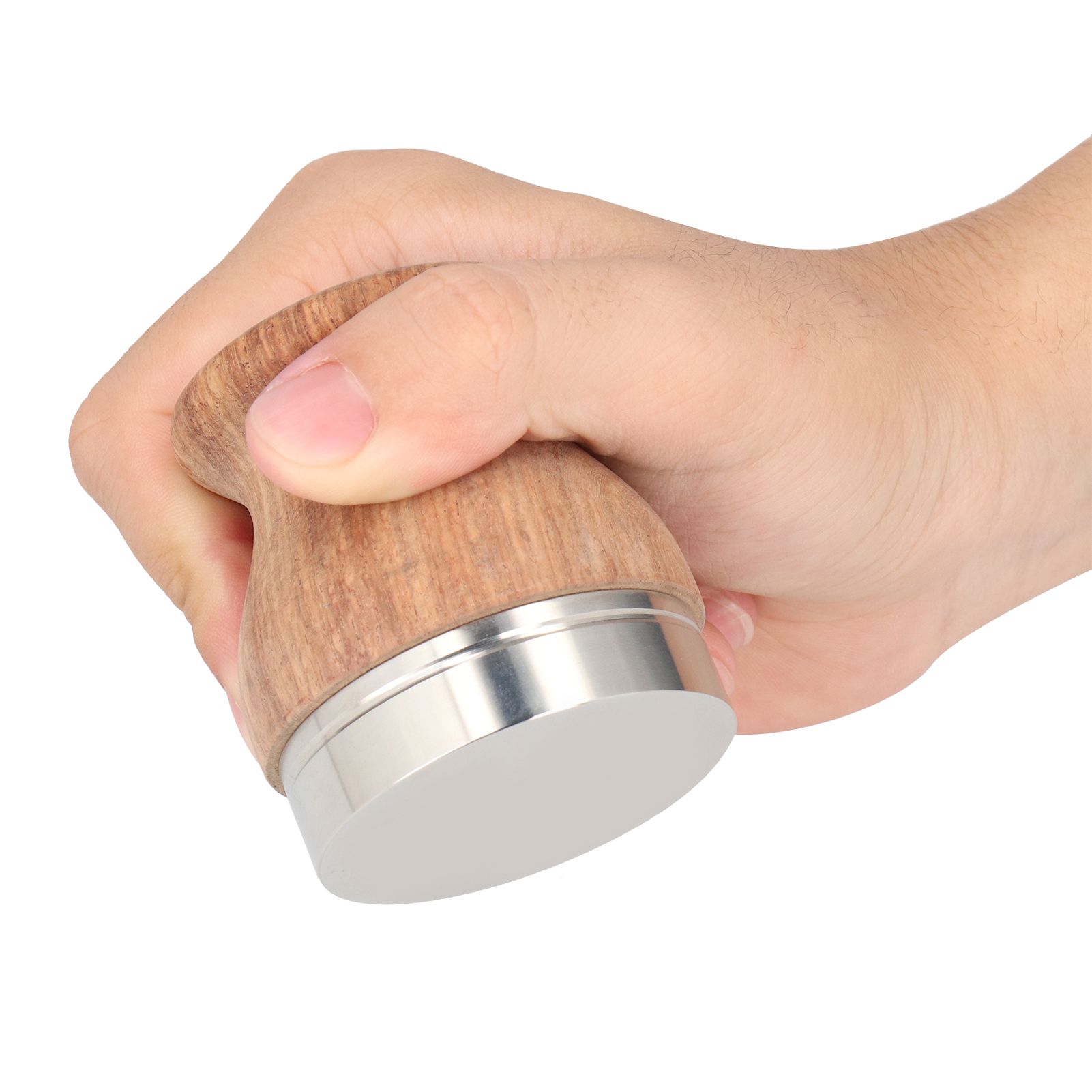 Stainless Steel Flat Coffee Tamper Powder Press Hammer Wooden Handle Coffee view 8