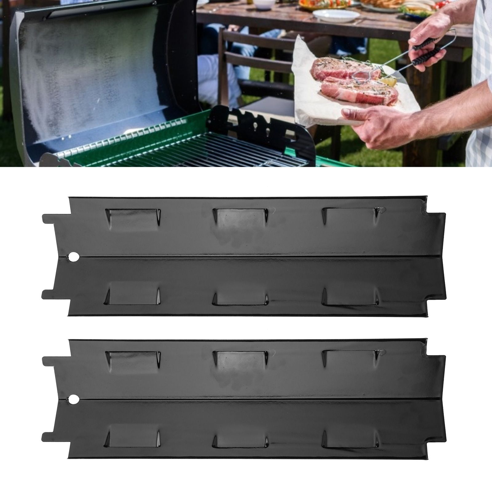 2pcs Gas Grill Heat Plate Stainless Steel BBQ Heat Tent Replacement Parts for view 10