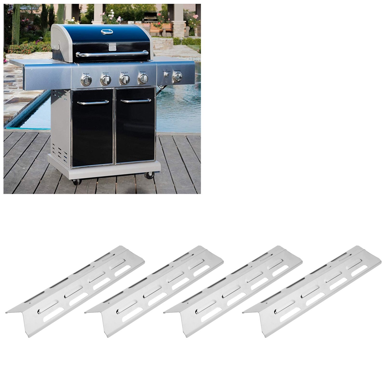 4Pcs Stainless Steel Gas Grill Oven Heat Plate Heat Tents Deflector Burners view 9