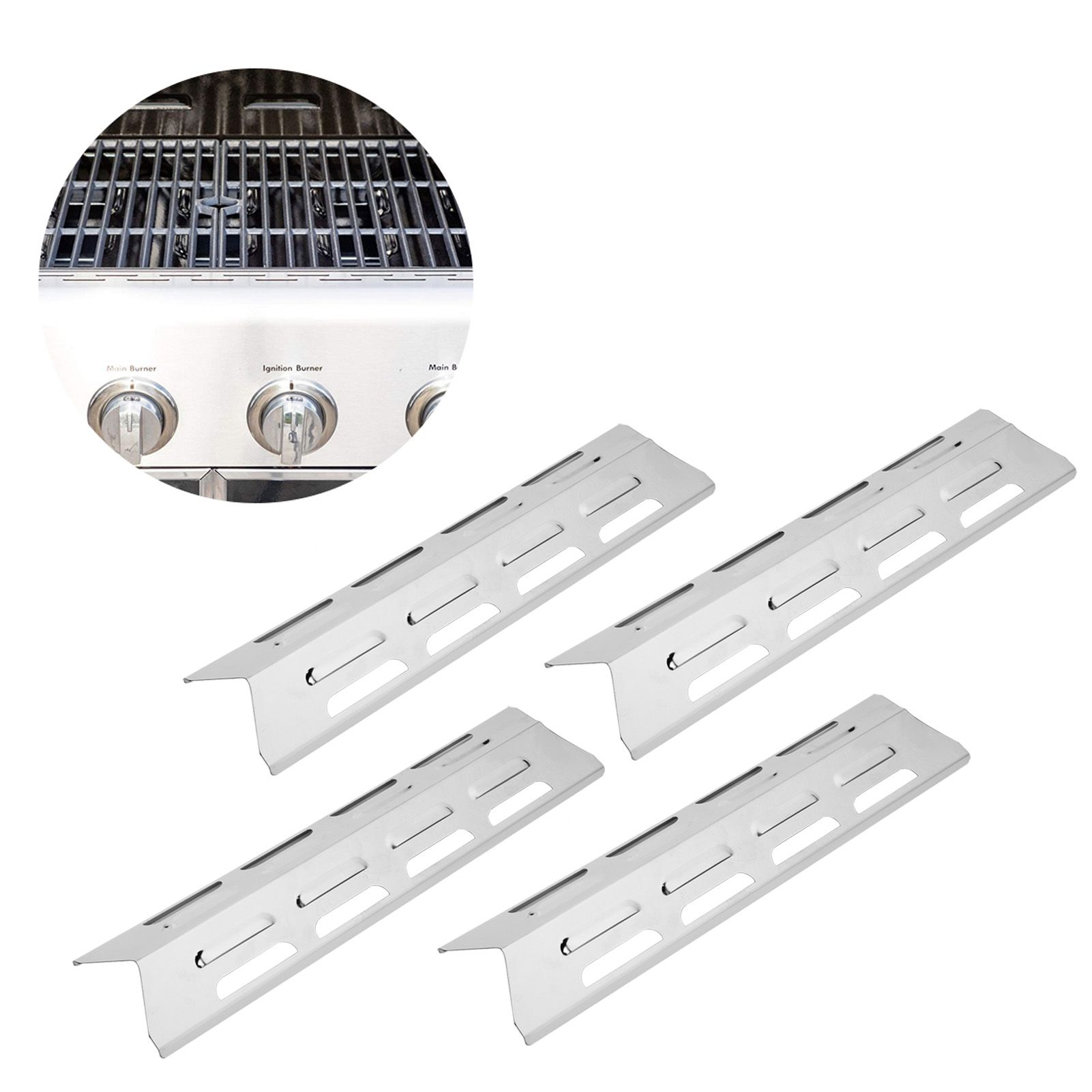 4Pcs Stainless Steel Gas Grill Oven Heat Plate Heat Tents Deflector Burners view 10