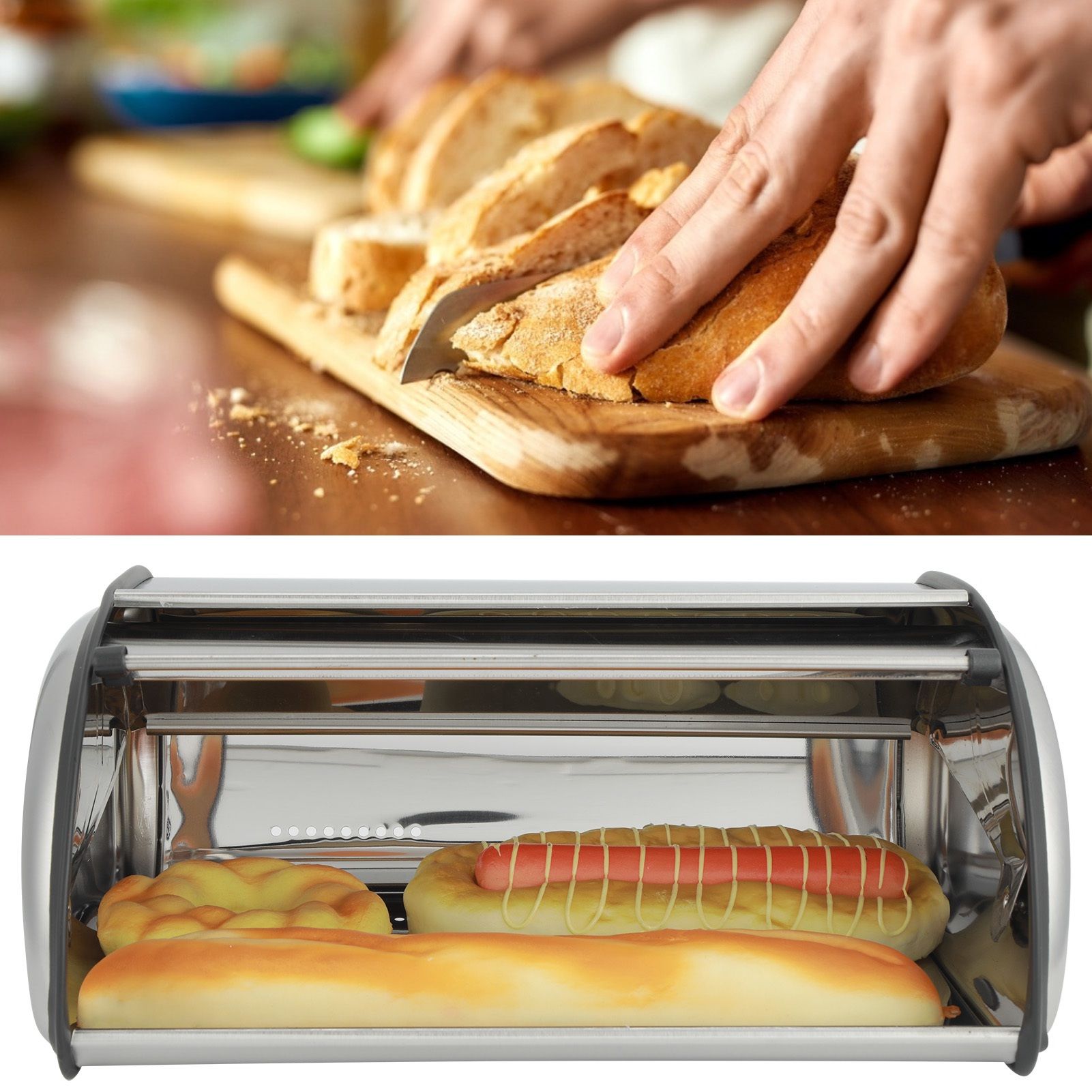 Kitchen Storage Box Simple High‑Grade Frosted Stainless Steel for Bread Cake view 11