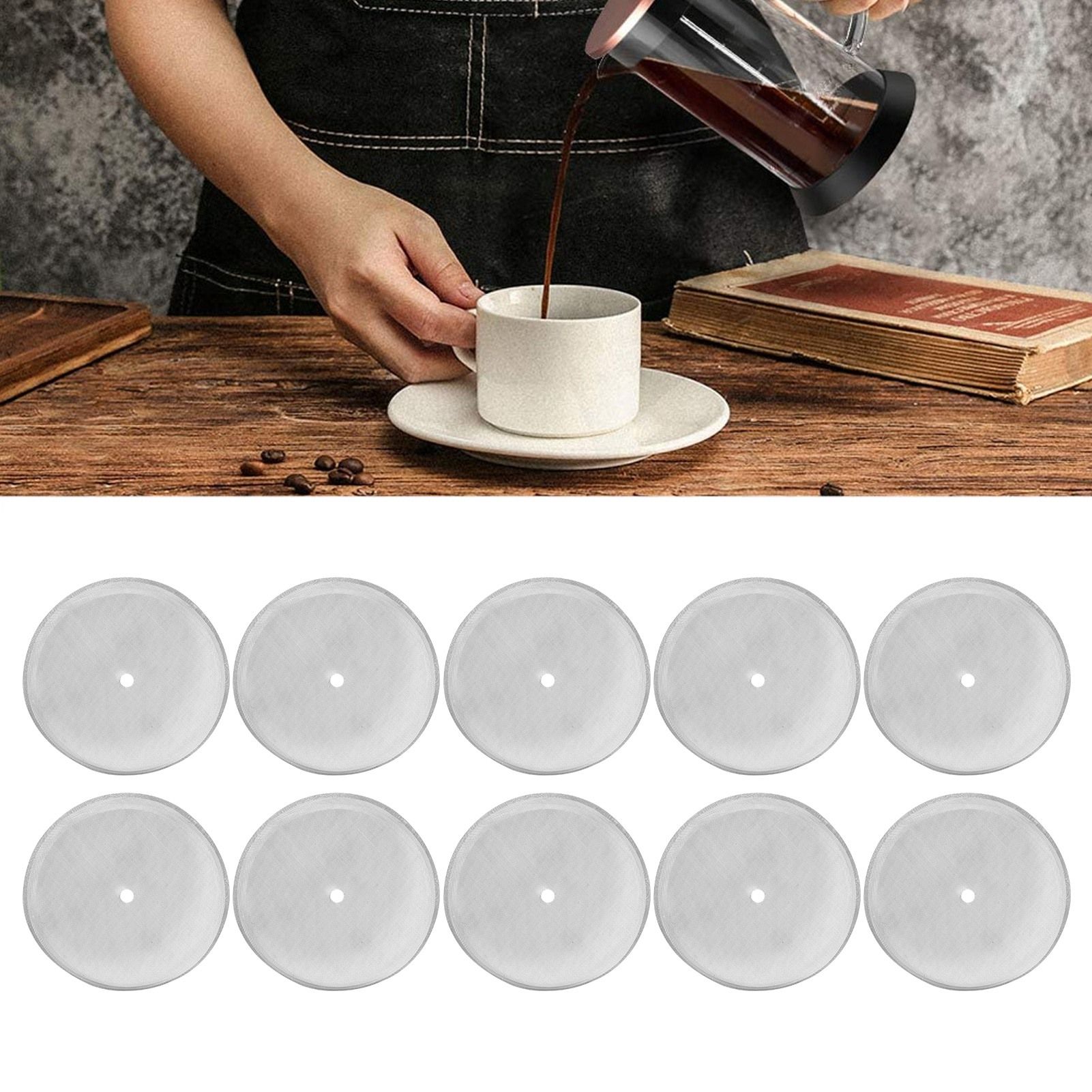 10Pcs Reusable 304 Stainless Steel Filter Mesh for 1000mm Coffee Press Pot view 10