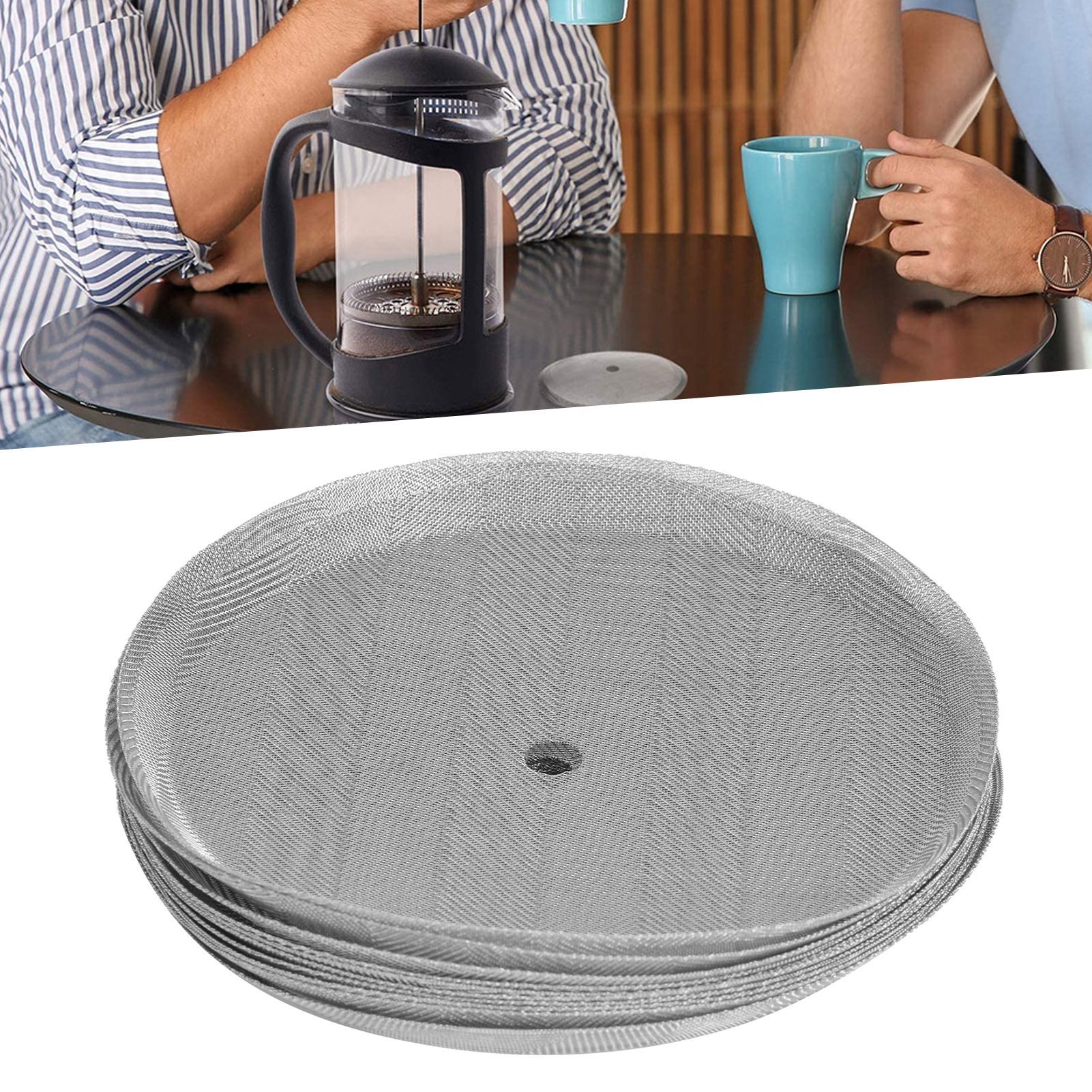10Pcs Reusable 304 Stainless Steel Filter Mesh for 1000mm Coffee Press Pot view 10