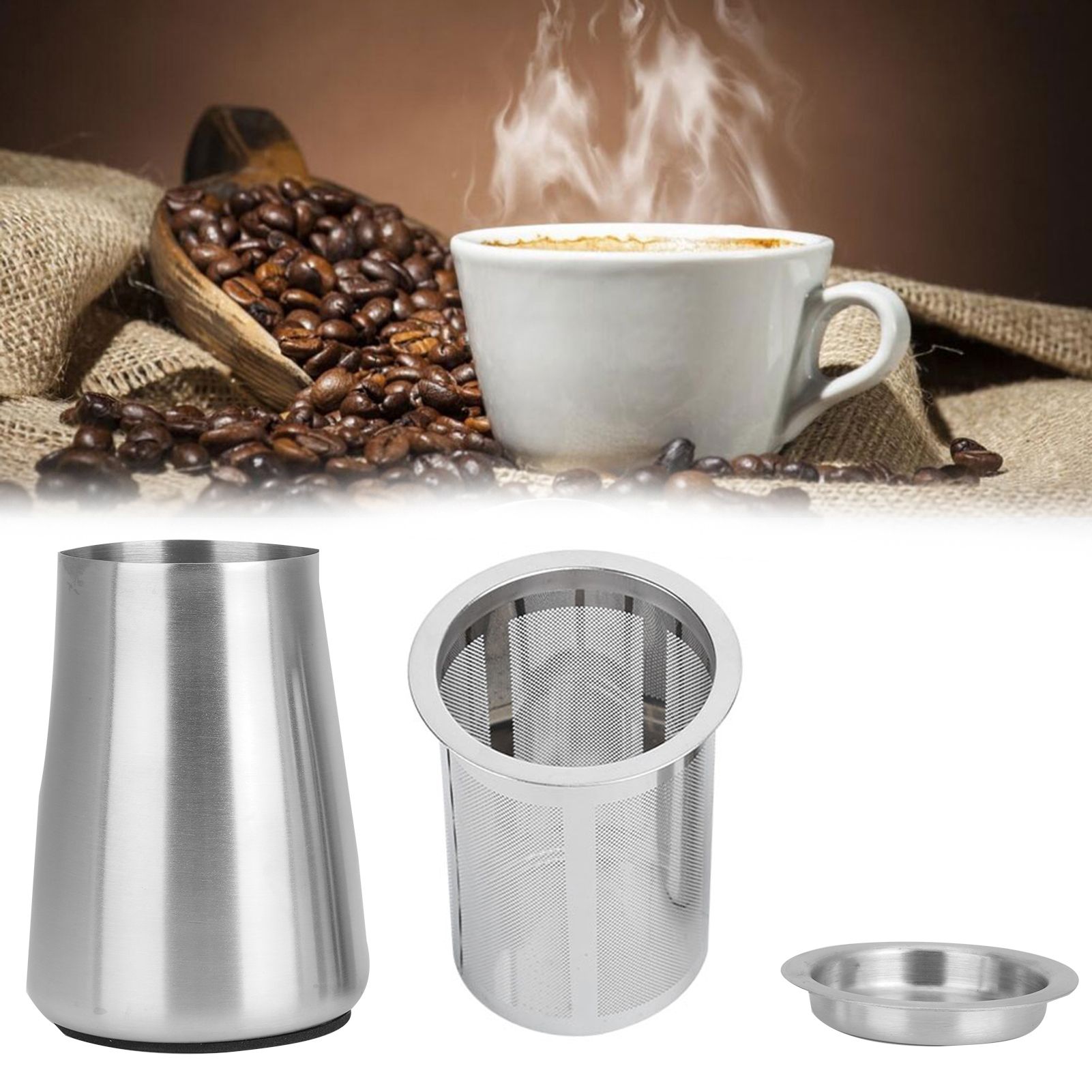 304 Stainless Steel Fine Mesh Coffee Powder Filter Sifter Sieve Container view 9