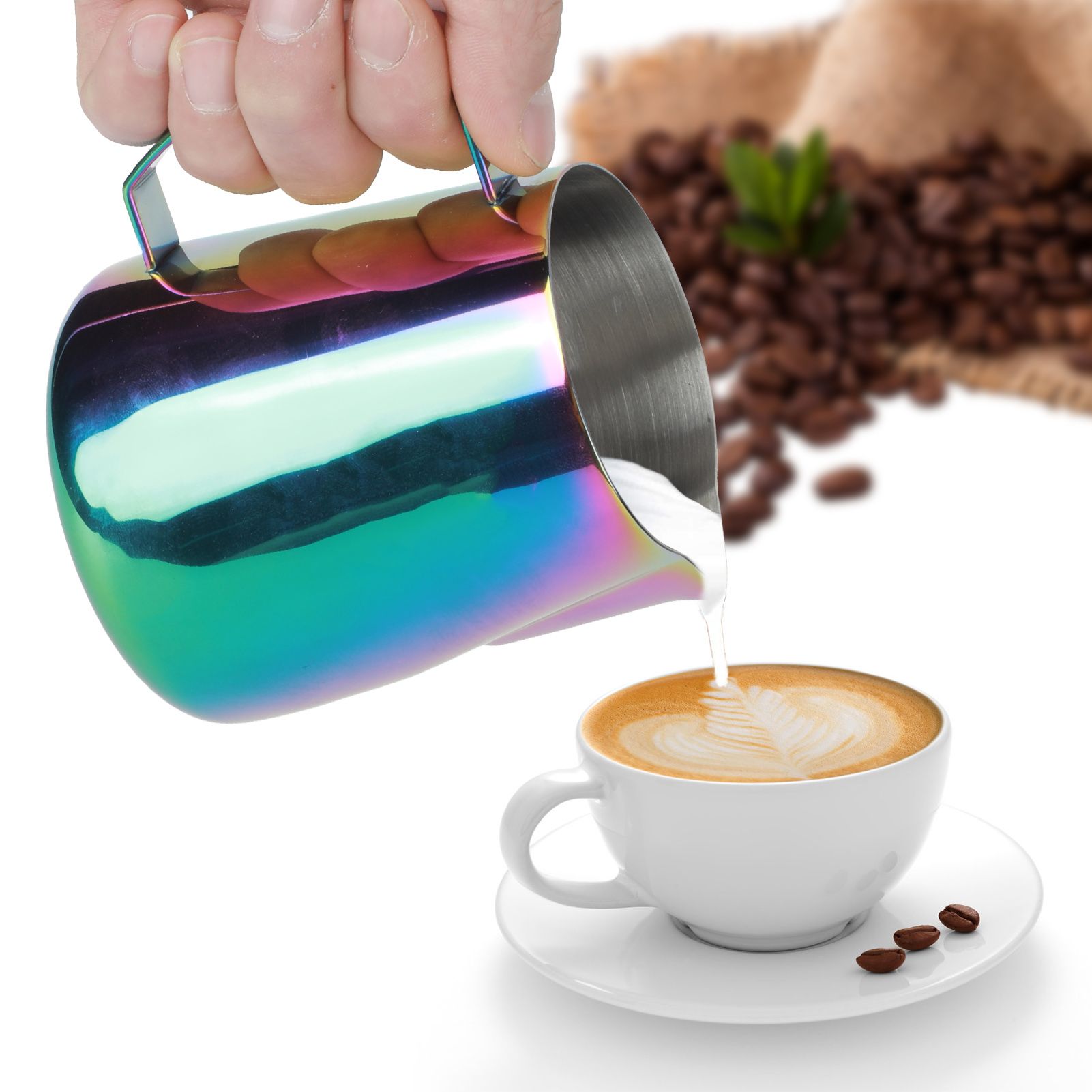 Colorful Thicken Stainless Steel Coffee Milk Frothing Cup Pitcher Jug for Home view 9