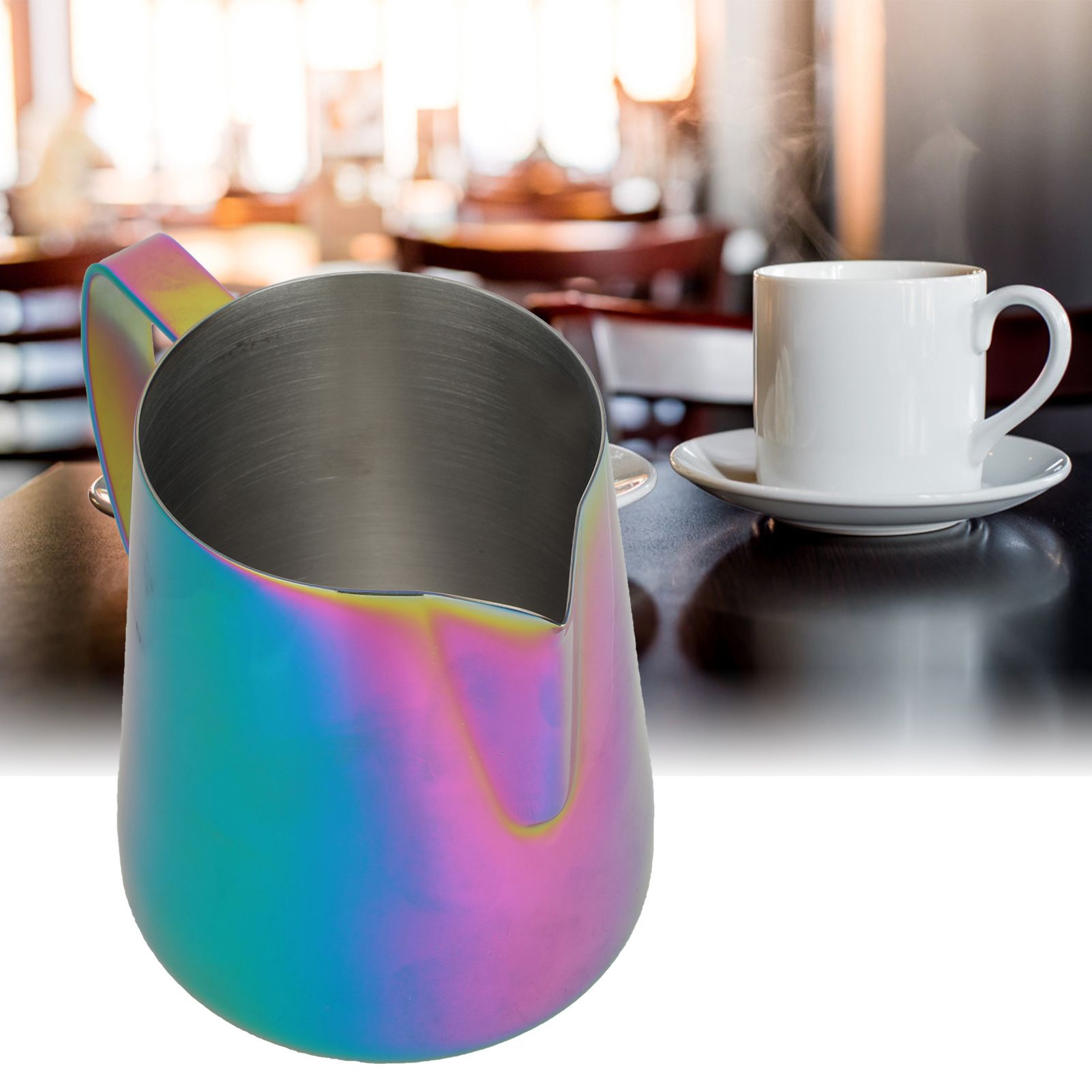 Colorful Thicken Stainless Steel Coffee Milk Frothing Cup Pitcher Jug for Home view 10