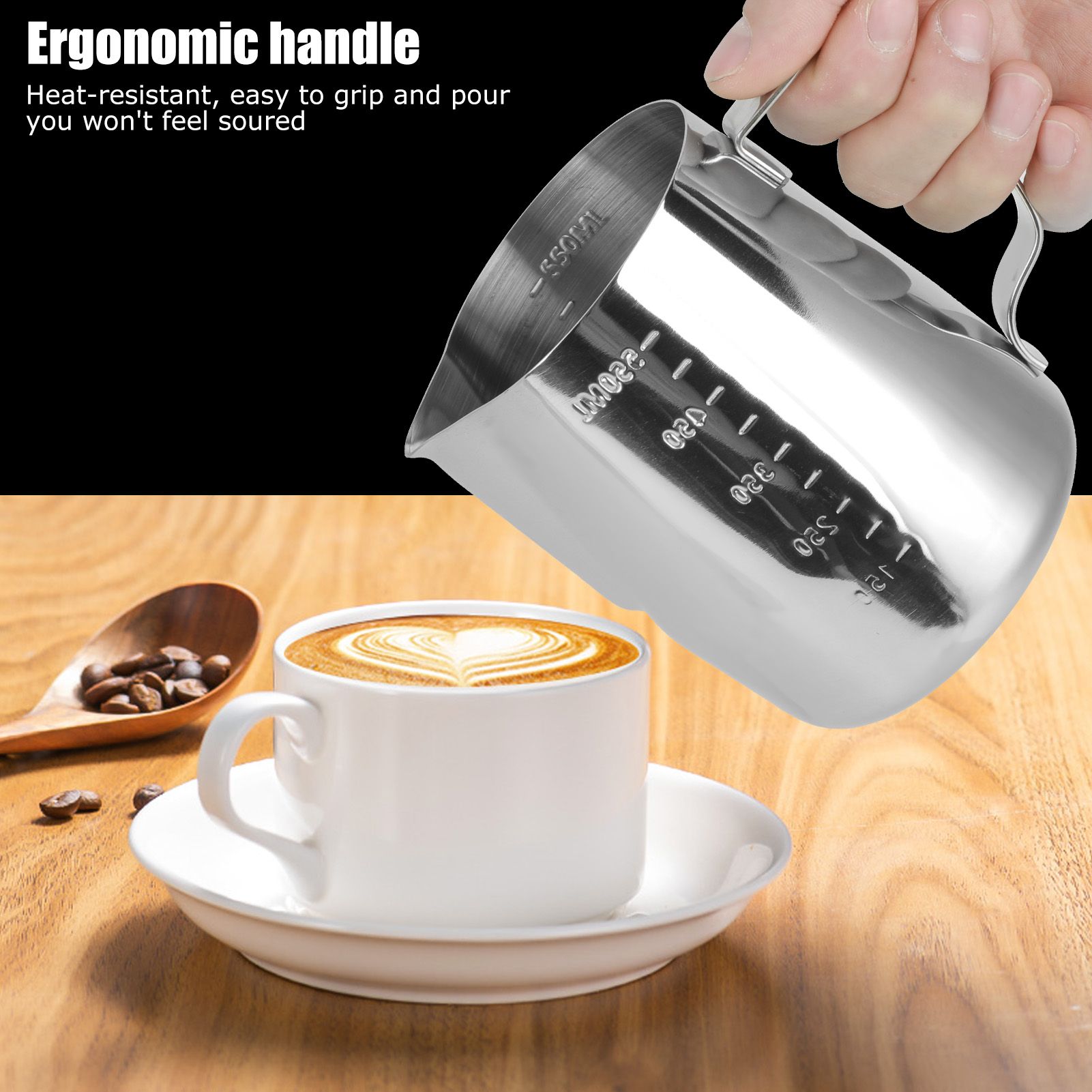 Milk Frothing Pitcher Thickening Stainless Steel Coffee Latte Craft Cup Art view 12