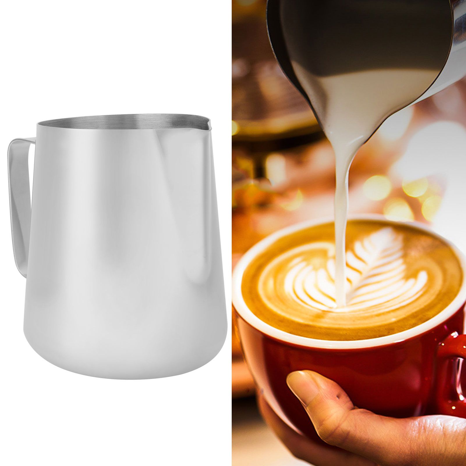 Stainless Steel Milk Jug Frothing Pitcher Coffee Latte Cup Without Scale for view 10