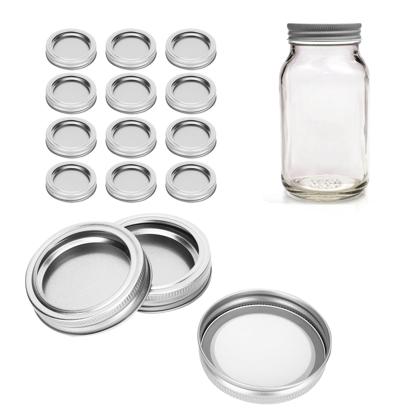 12pcs 70mm Round Regular Mouth SplitType Jar Lid Container Sealing Cover for view 9