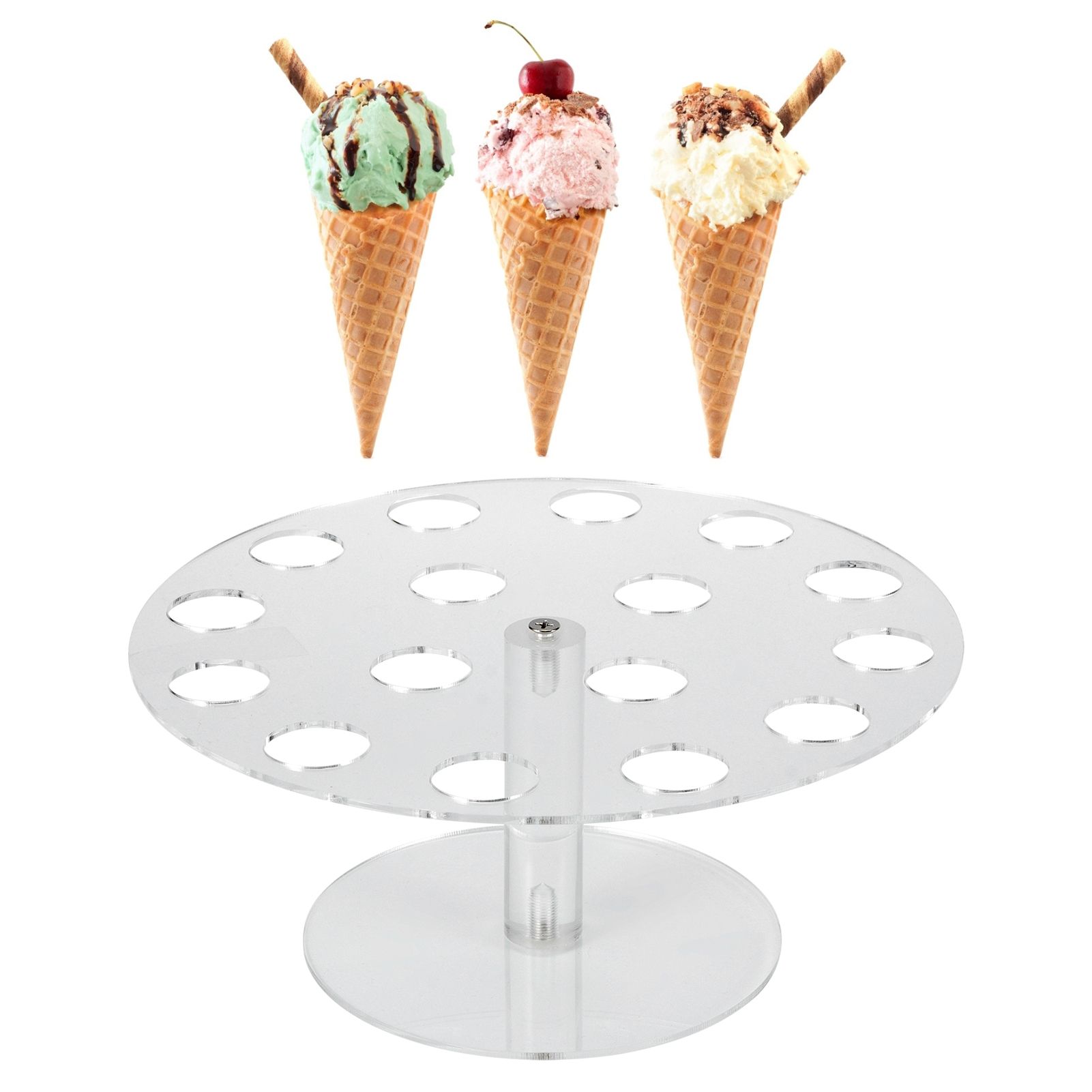 16 Holes Clear Acrylic Ice Cream Rack Cone Holder Display Stand for Home view 10