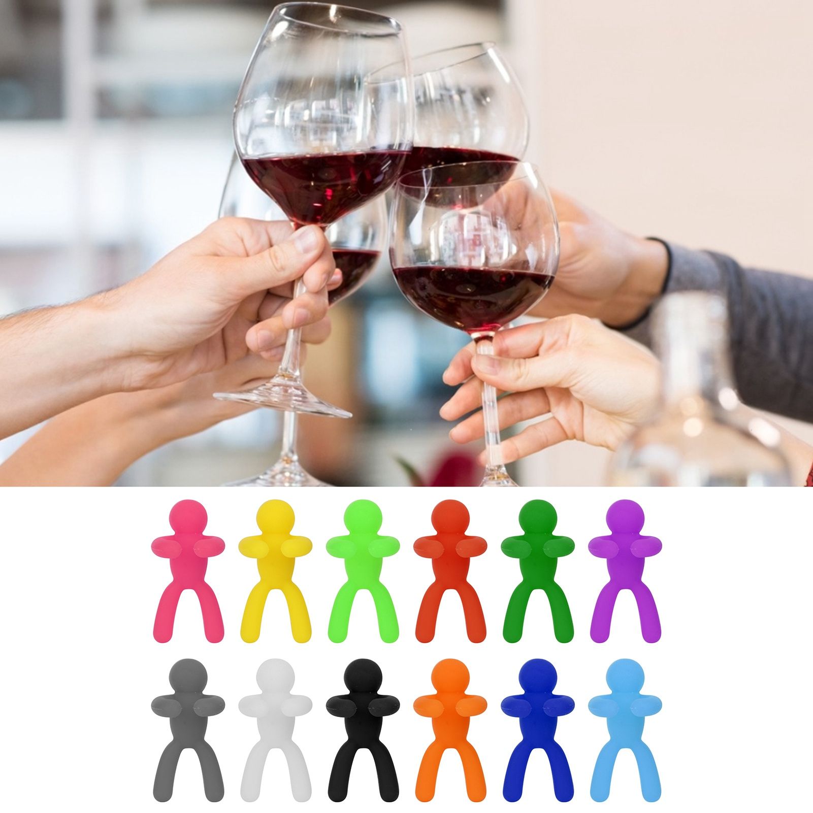 Silicone Wine Glass Marker Drinking Glass Identification Labels Tag Signs for view 9