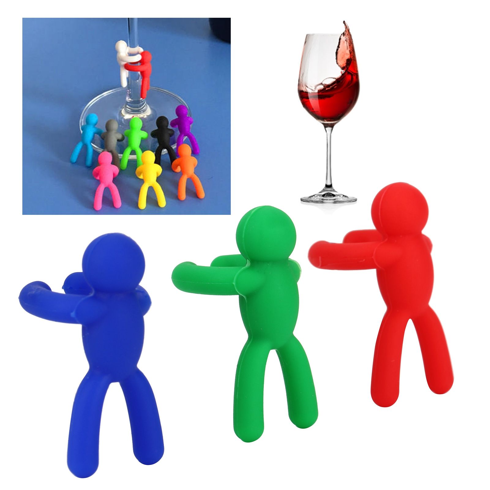 Silicone Wine Glass Marker Drinking Glass Identification Labels Tag Signs for view 10