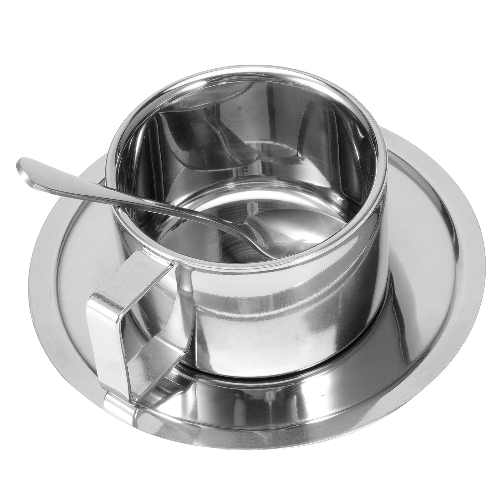 3Pcs/Set 304 Stainless Steel Coffee Cup Double Wall Coffee Mug Spoon Saucer view 4