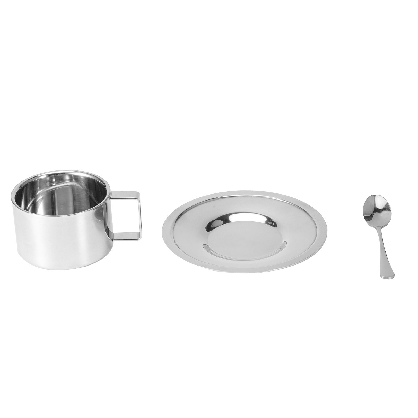 3Pcs/Set 304 Stainless Steel Coffee Cup Double Wall Coffee Mug Spoon Saucer view 8
