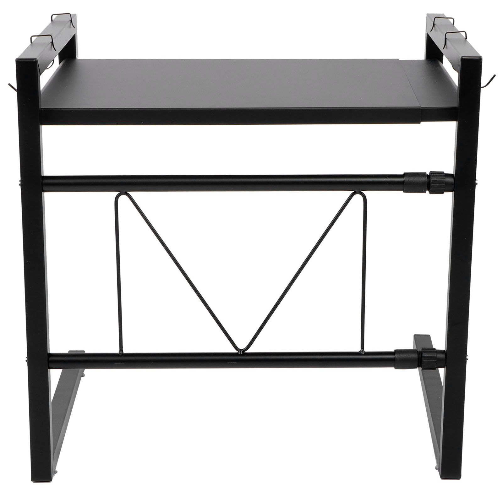 Black Telescopic Microwave Oven Rack Kitchen Storage Shelf Multifunctional view 6