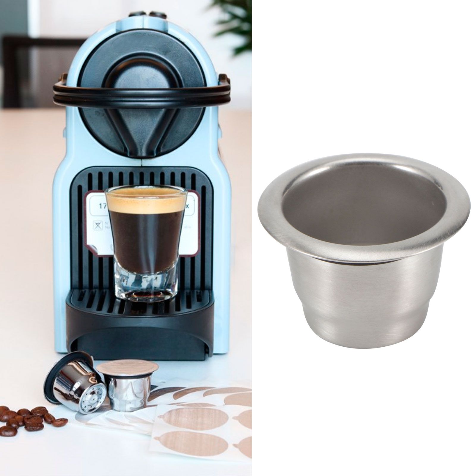 Reusable Refillable 304 Stainless Steel Coffee Capsule Cup Filter Kit with view 9