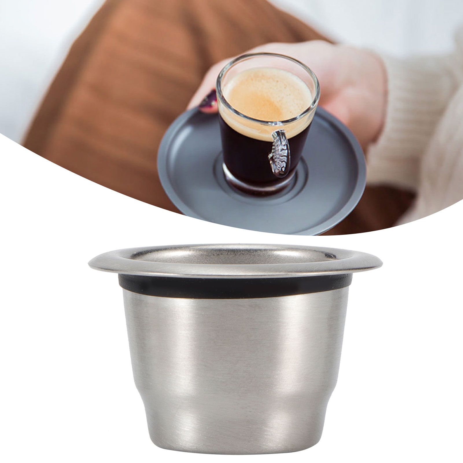 Reusable Refillable 304 Stainless Steel Coffee Capsule Cup Filter Kit with view 10