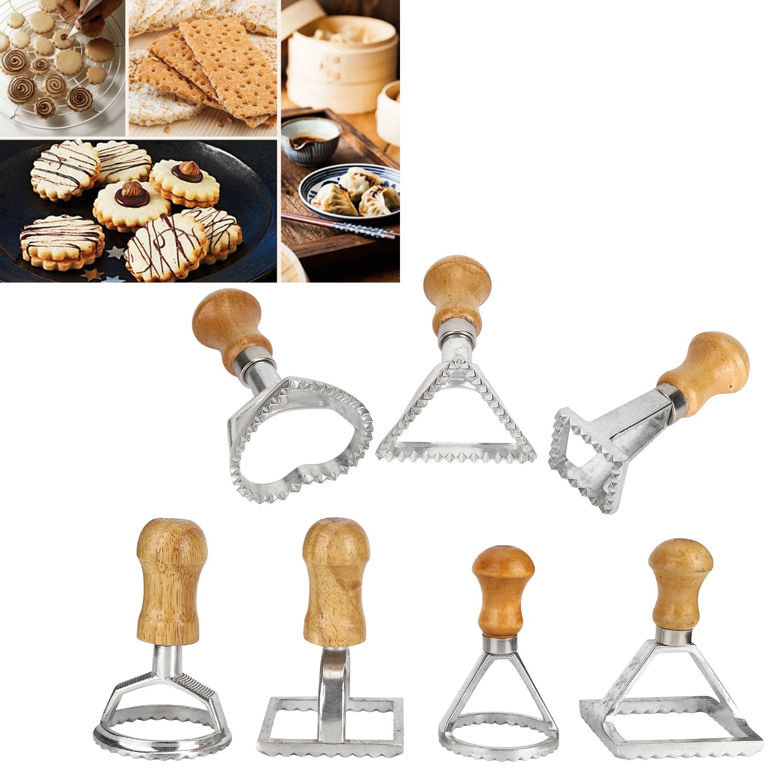 7PCS/Set Dumplings Molds DIY Cookies Cakes Pastry Pasta Stamp Press Cutter view 10