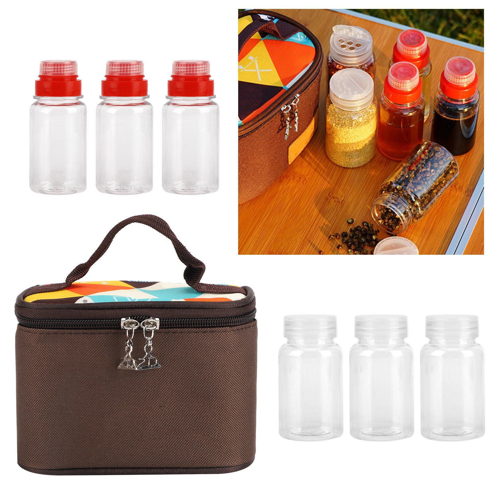 BBQ Organizer Bag Portable Picnic Basket Spices Seasoning Jar Seasoning view 9
