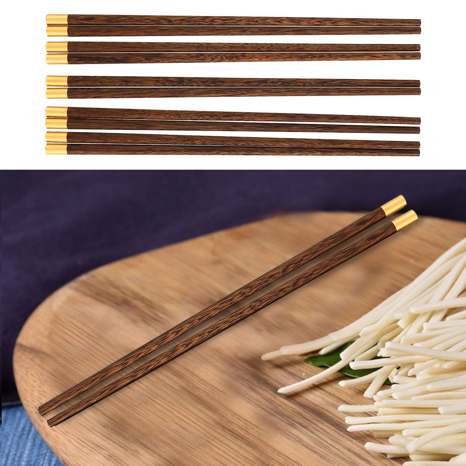 5 Pairs Chinese Style Wooden Chopsticks Set Safe Handcrafted Tableware Gift view 9