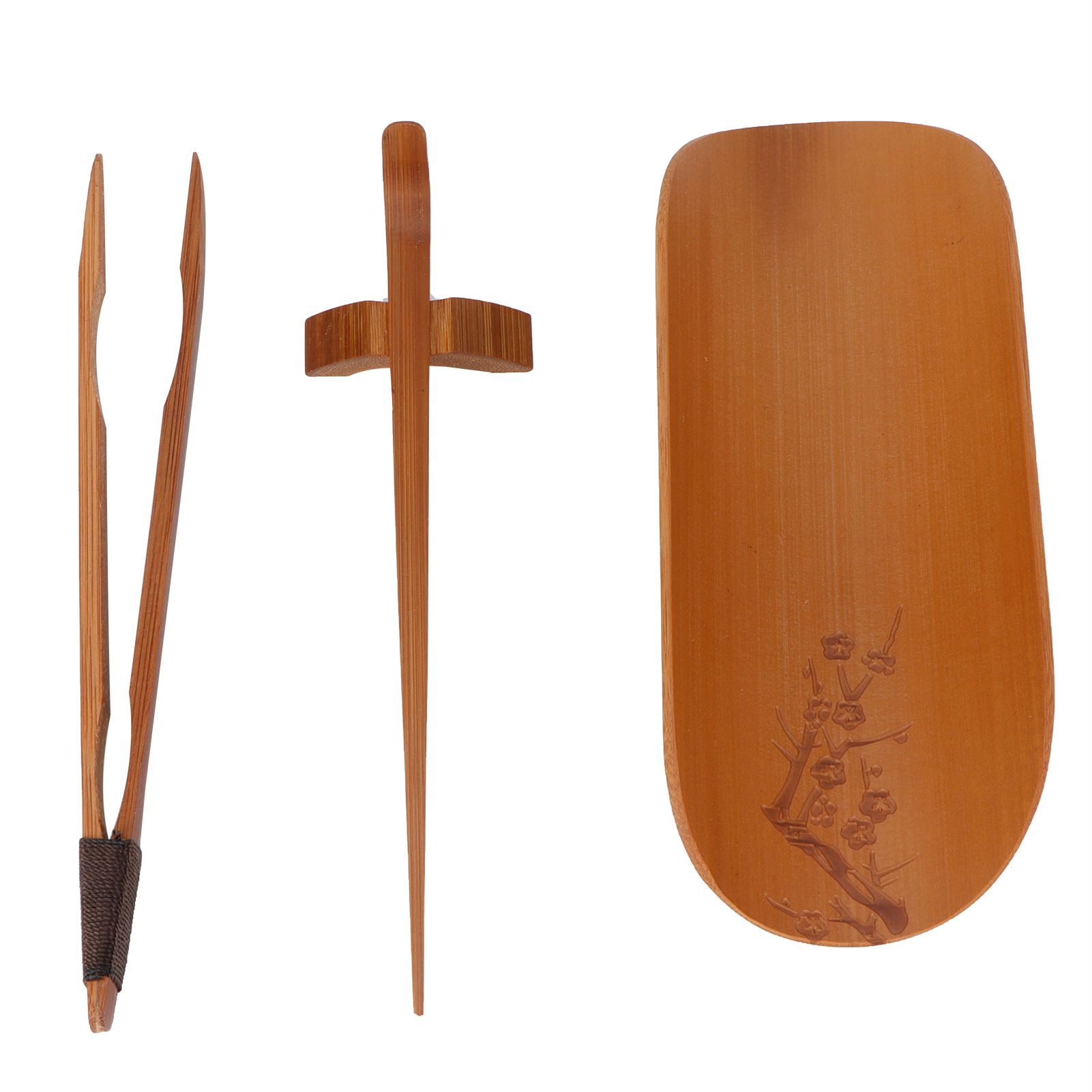 4Pcs set Tea Scoop Set Bamboo Hand Made Carving Tea Accessories Tearoom view 2