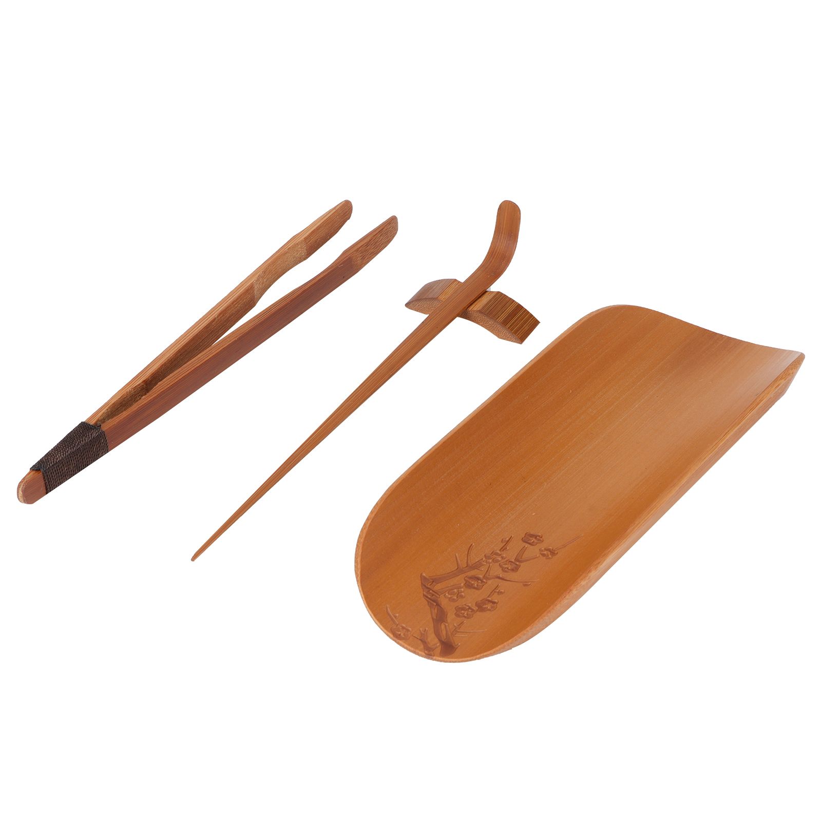 4Pcs set Tea Scoop Set Bamboo Hand Made Carving Tea Accessories Tearoom view 3