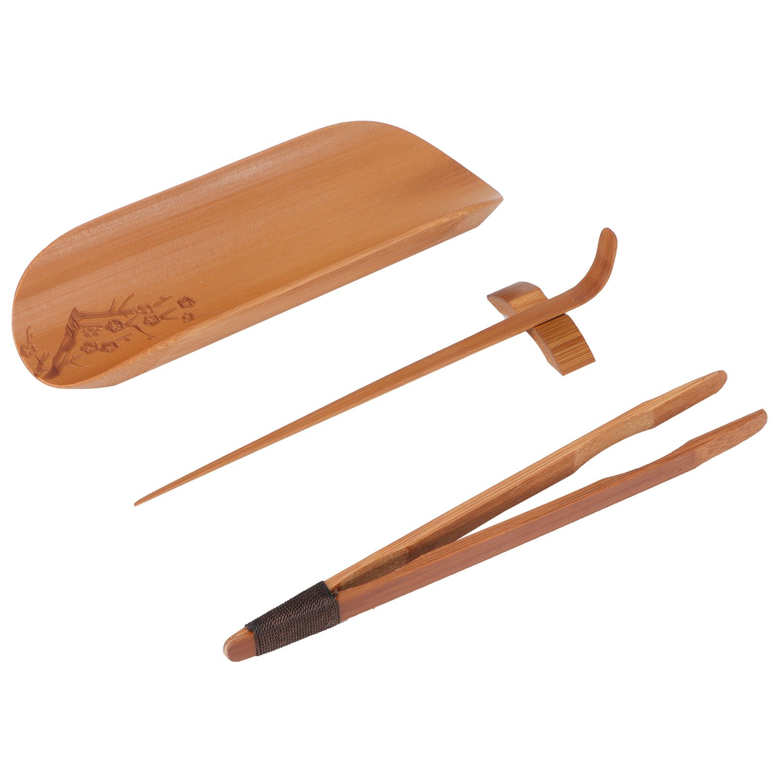 4Pcs set Tea Scoop Set Bamboo Hand Made Carving Tea Accessories Tearoom view 4