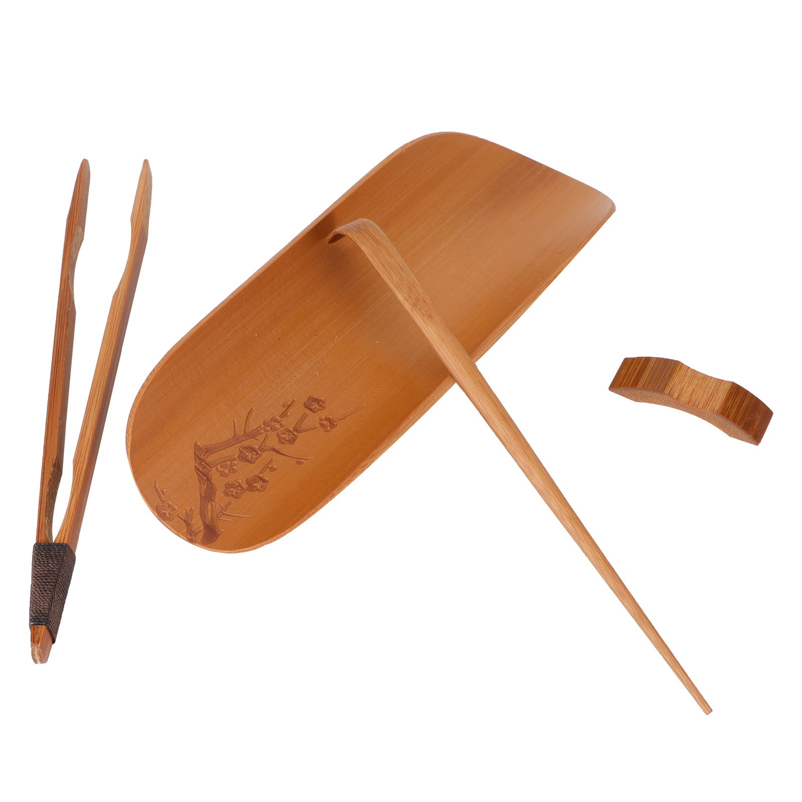 4Pcs set Tea Scoop Set Bamboo Hand Made Carving Tea Accessories Tearoom view 6