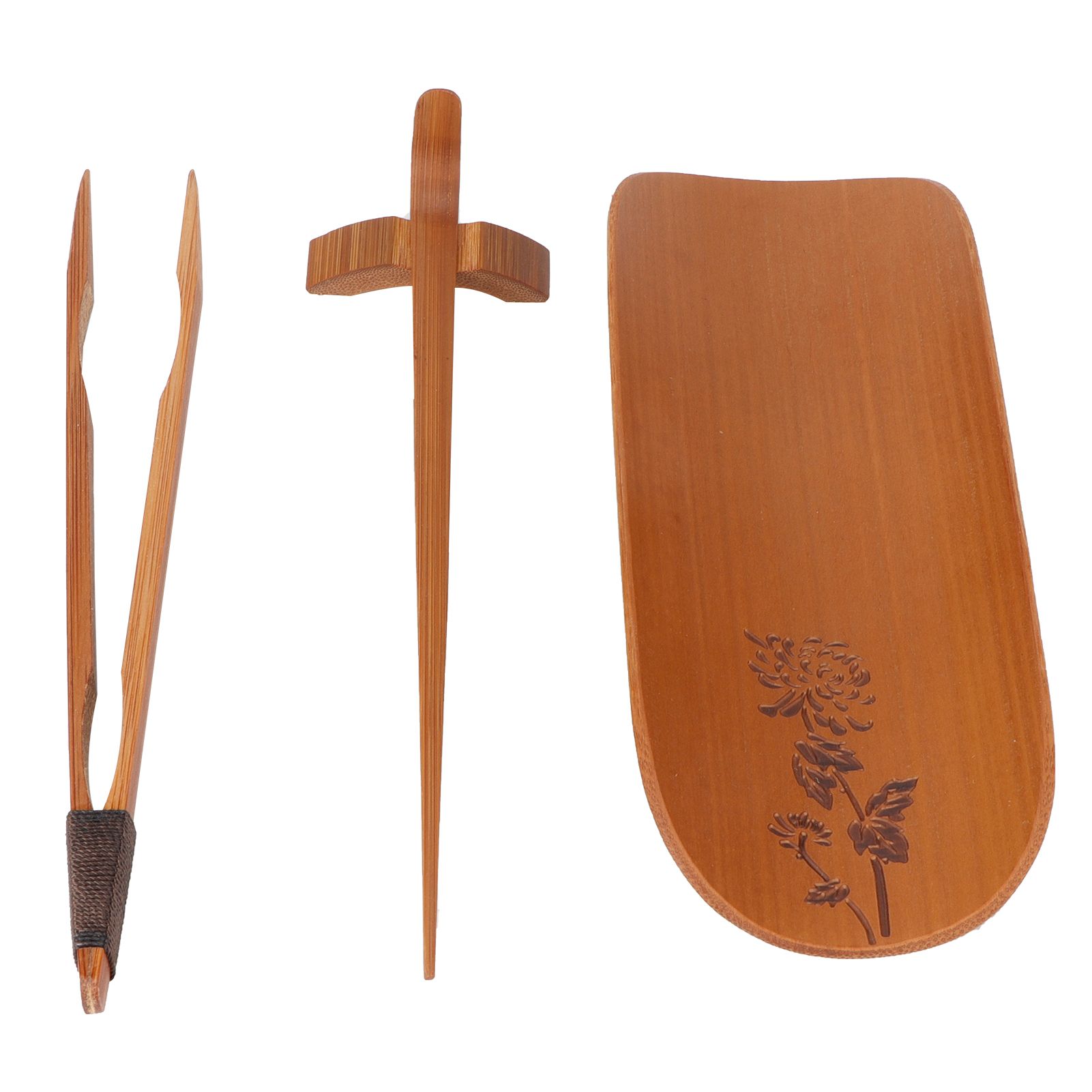 4Pcs set Tea Scoop Set Bamboo Hand Made Carving Tea Accessories Tearoom