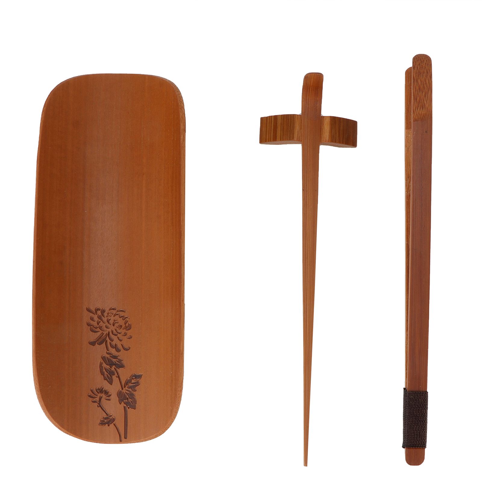 4Pcs set Tea Scoop Set Bamboo Hand Made Carving Tea Accessories Tearoom view 2