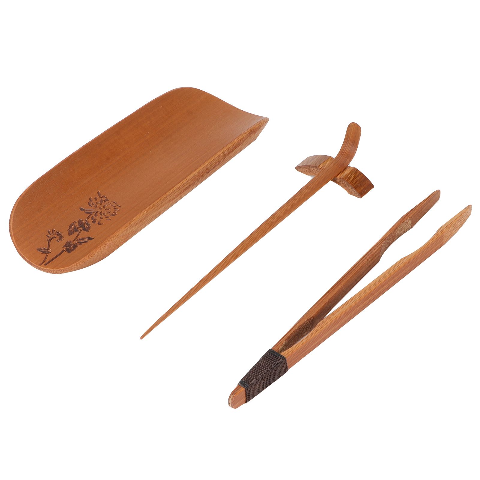 4Pcs set Tea Scoop Set Bamboo Hand Made Carving Tea Accessories Tearoom view 3