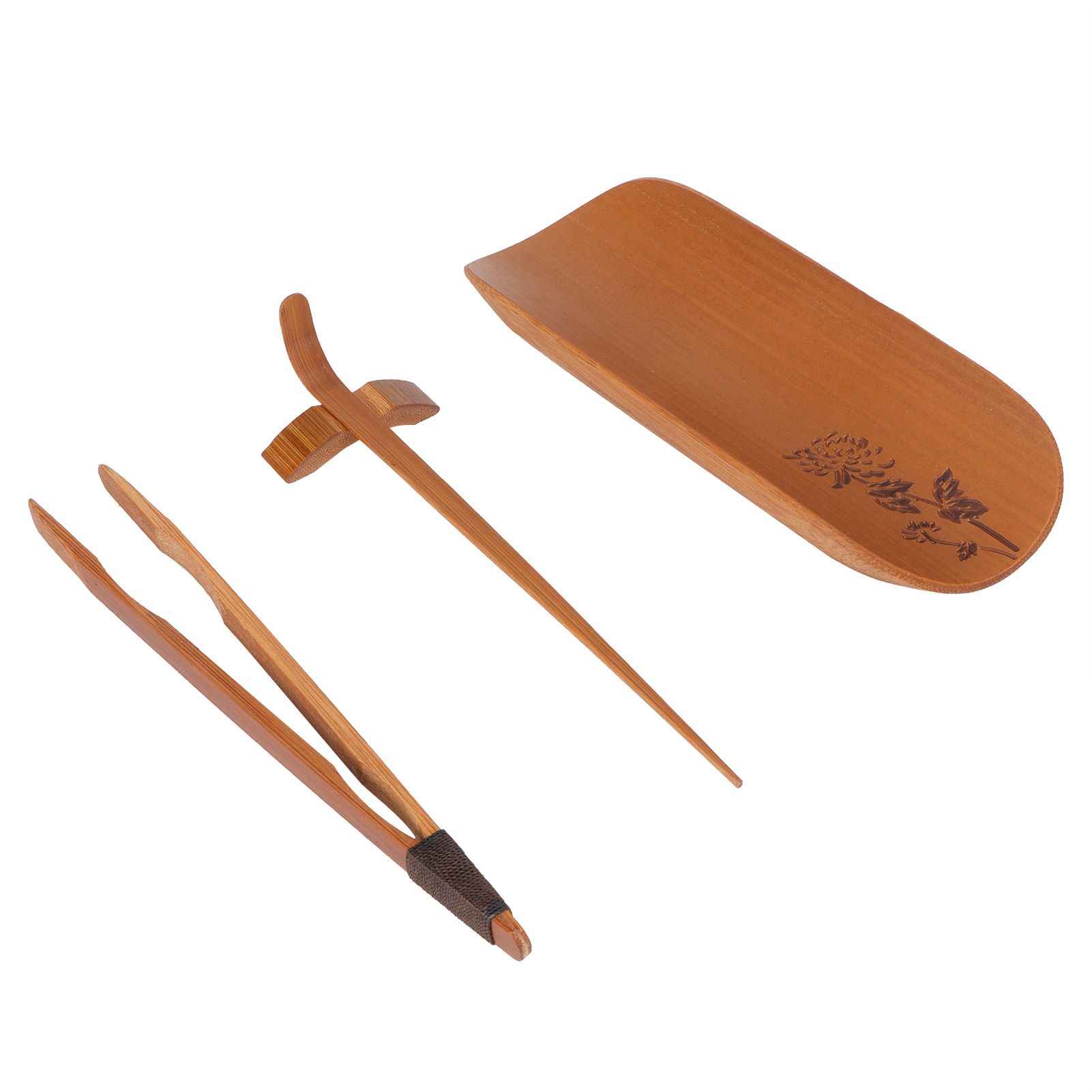 4Pcs set Tea Scoop Set Bamboo Hand Made Carving Tea Accessories Tearoom view 4