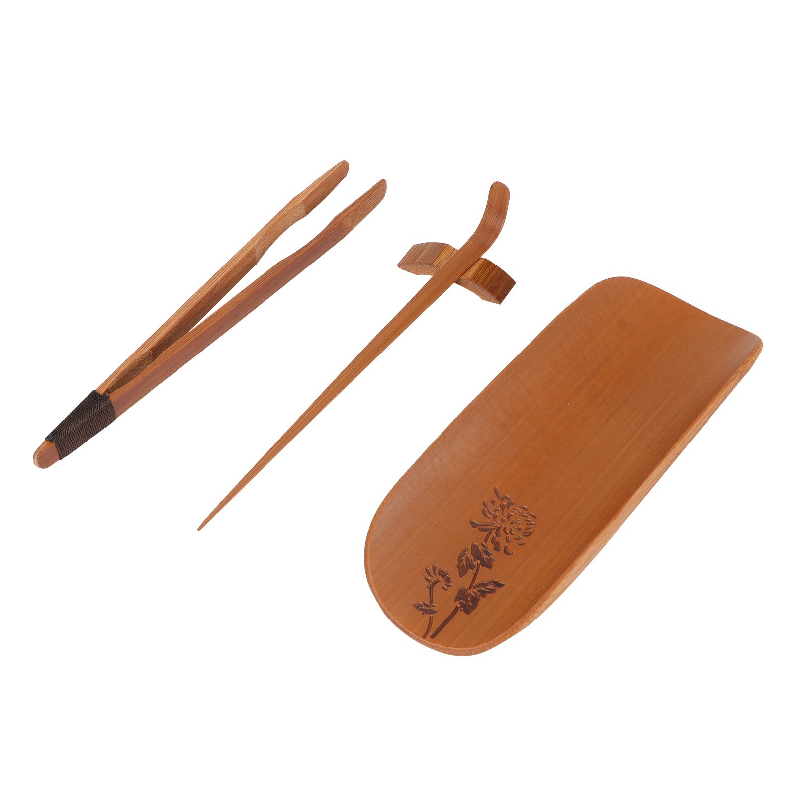 4Pcs set Tea Scoop Set Bamboo Hand Made Carving Tea Accessories Tearoom view 5