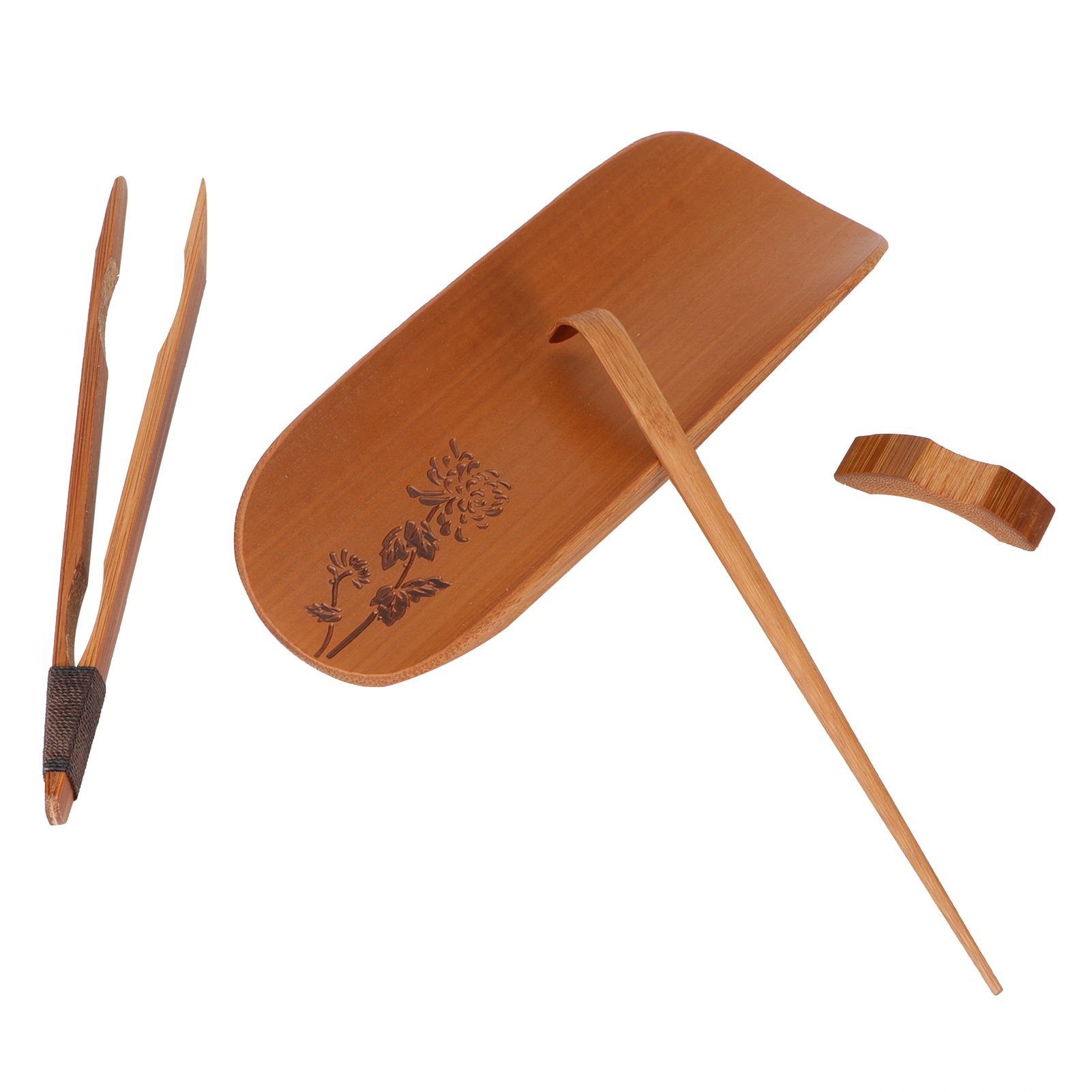 4Pcs set Tea Scoop Set Bamboo Hand Made Carving Tea Accessories Tearoom view 6