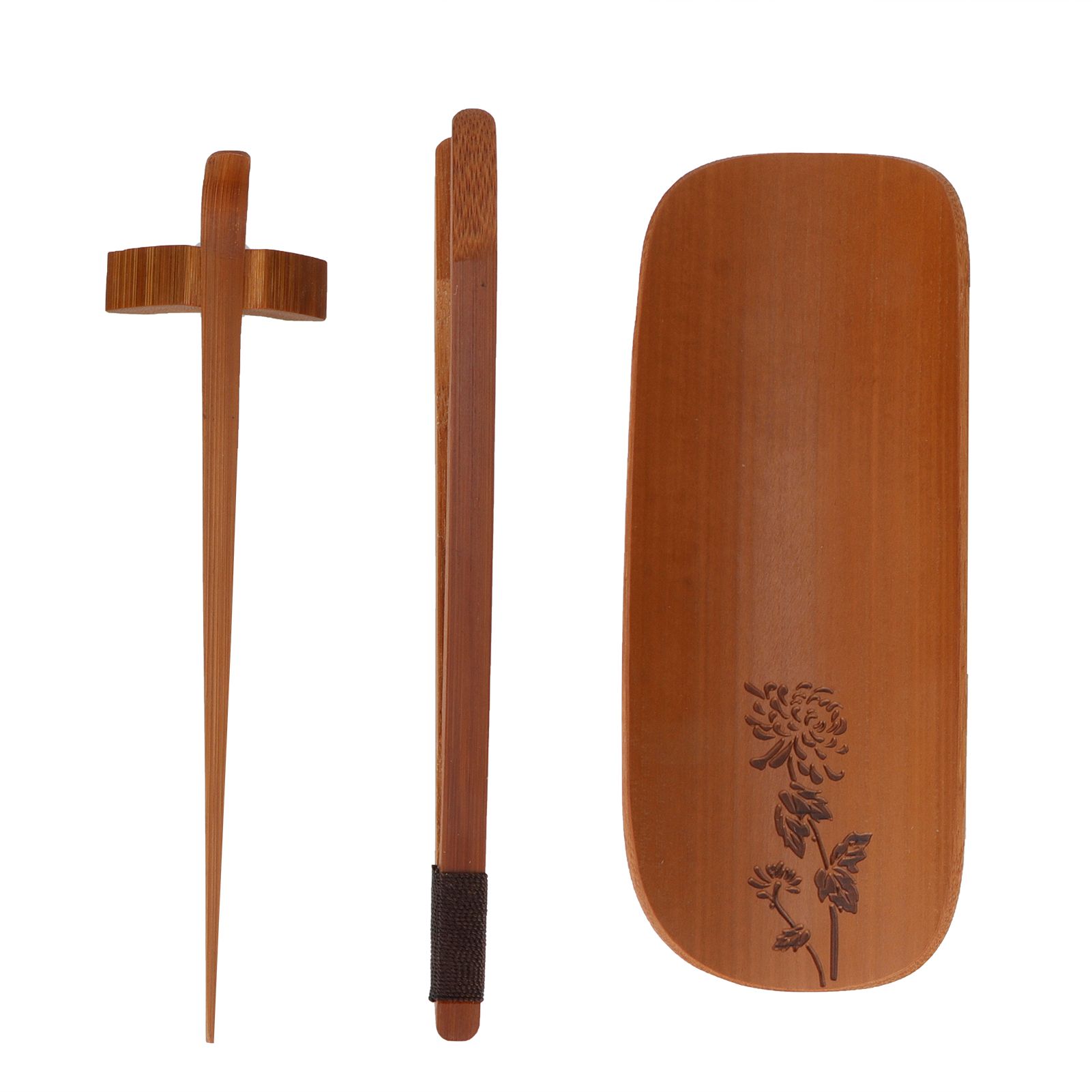 4Pcs set Tea Scoop Set Bamboo Hand Made Carving Tea Accessories Tearoom view 7