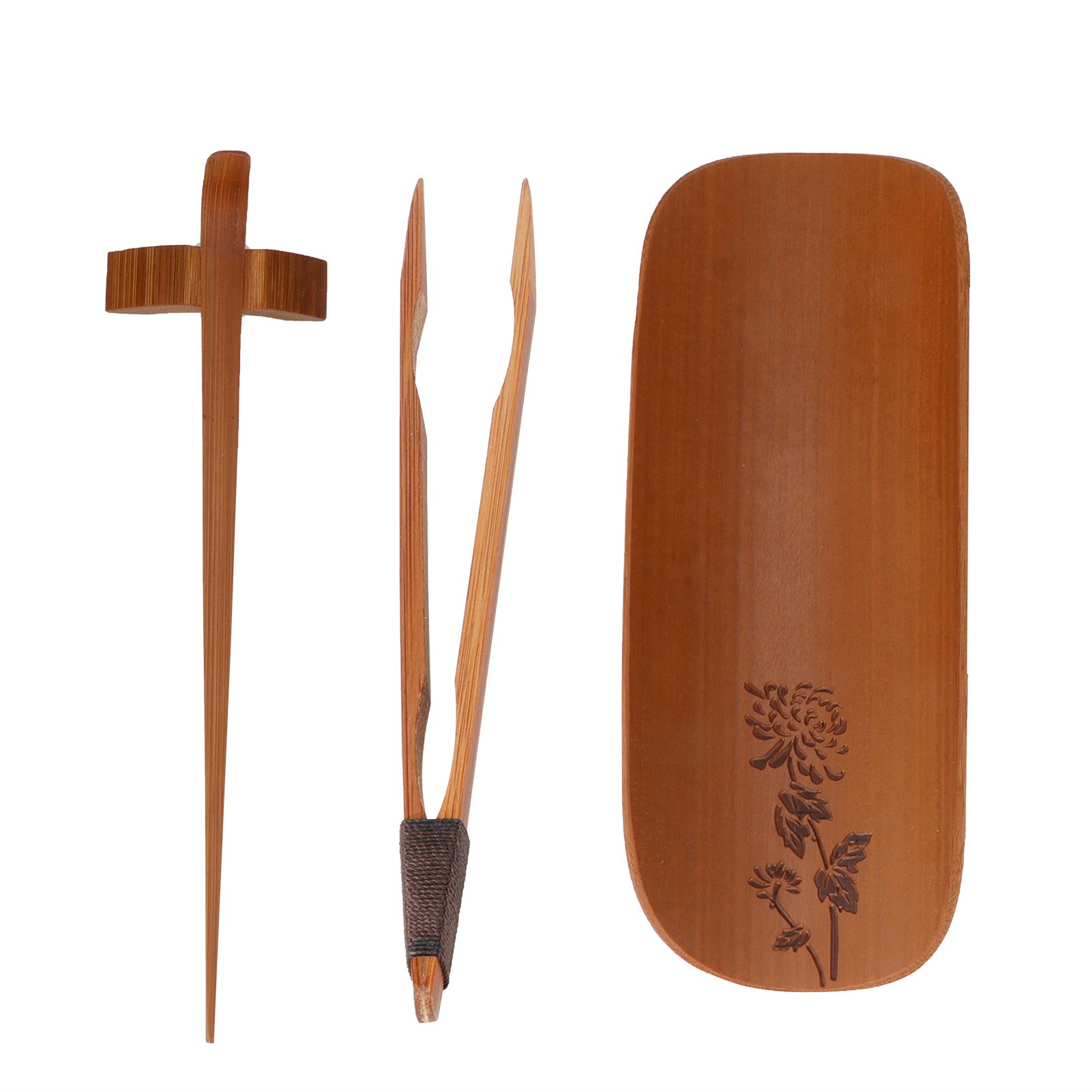 4Pcs set Tea Scoop Set Bamboo Hand Made Carving Tea Accessories Tearoom view 8