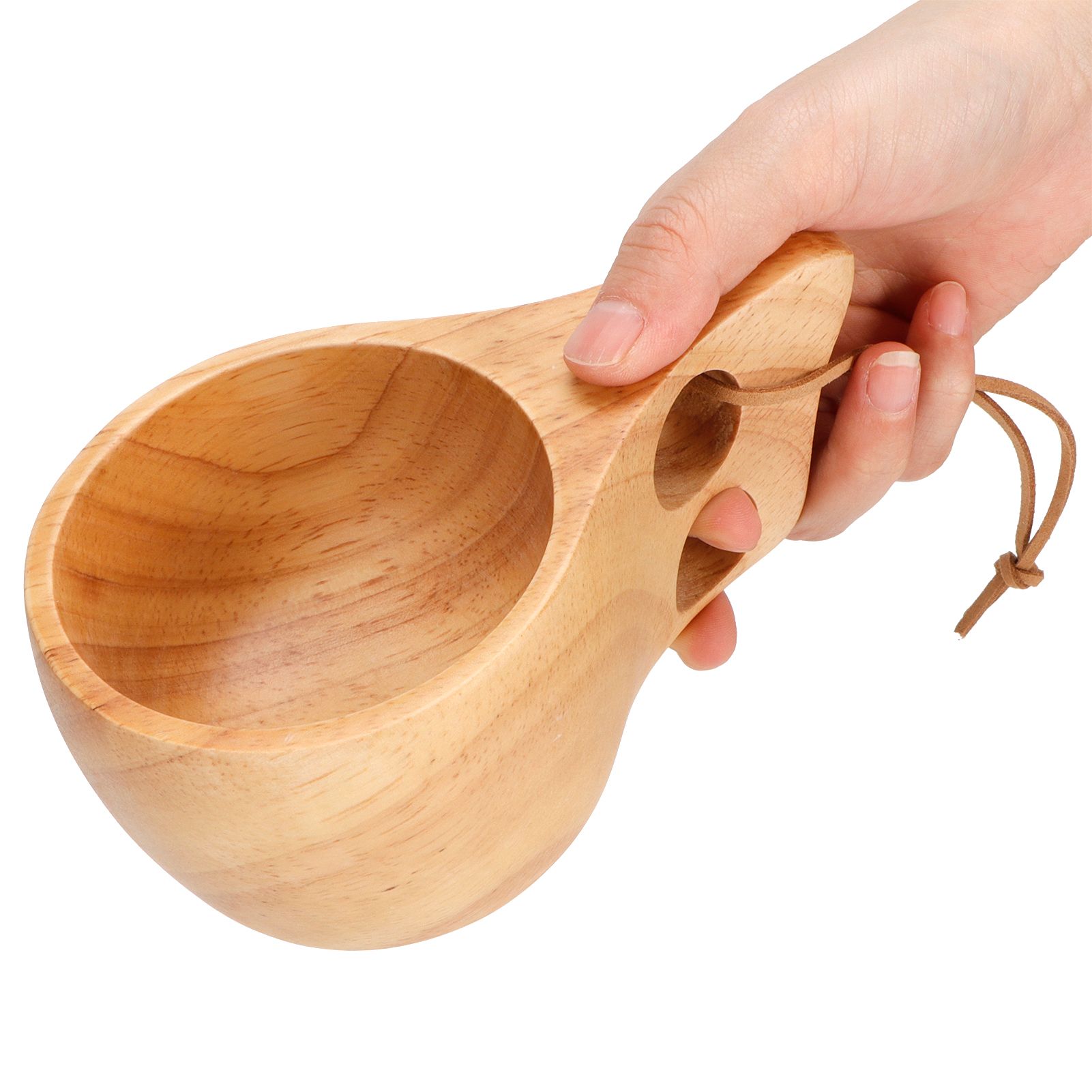 Coffee Cup with Handle Portable Wooden Milk Drink Mug Teacup Drinkware for view 3