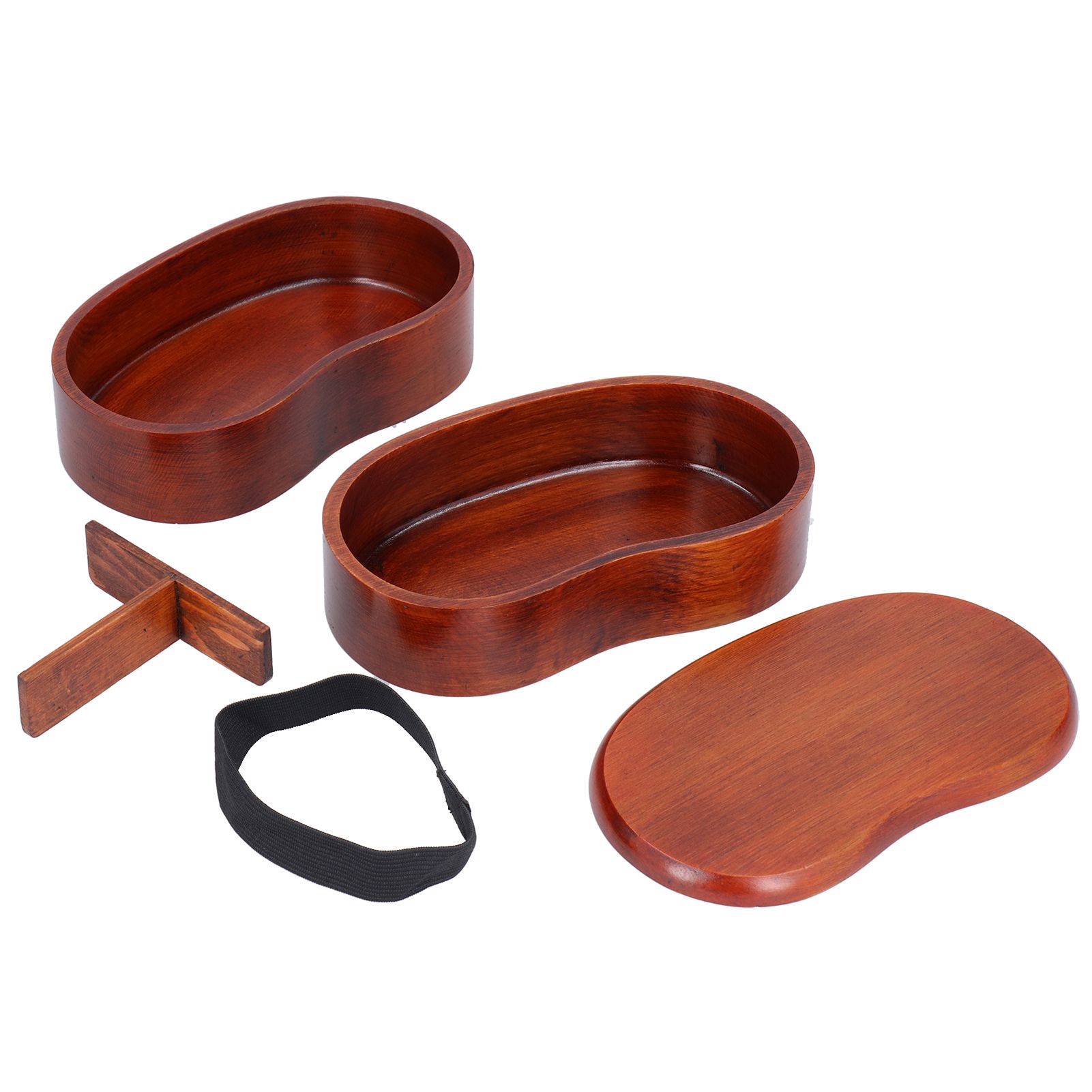 Japanese Style Portable Double Layer Waist Shape Bento Box Wood Simple Sushi Box view 2