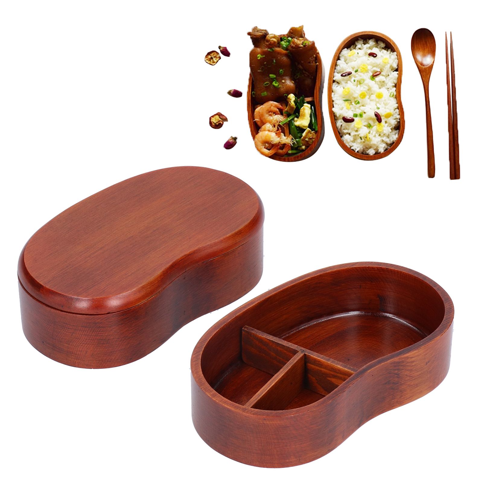 Japanese Style Portable Double Layer Waist Shape Bento Box Wood Simple Sushi Box view 9
