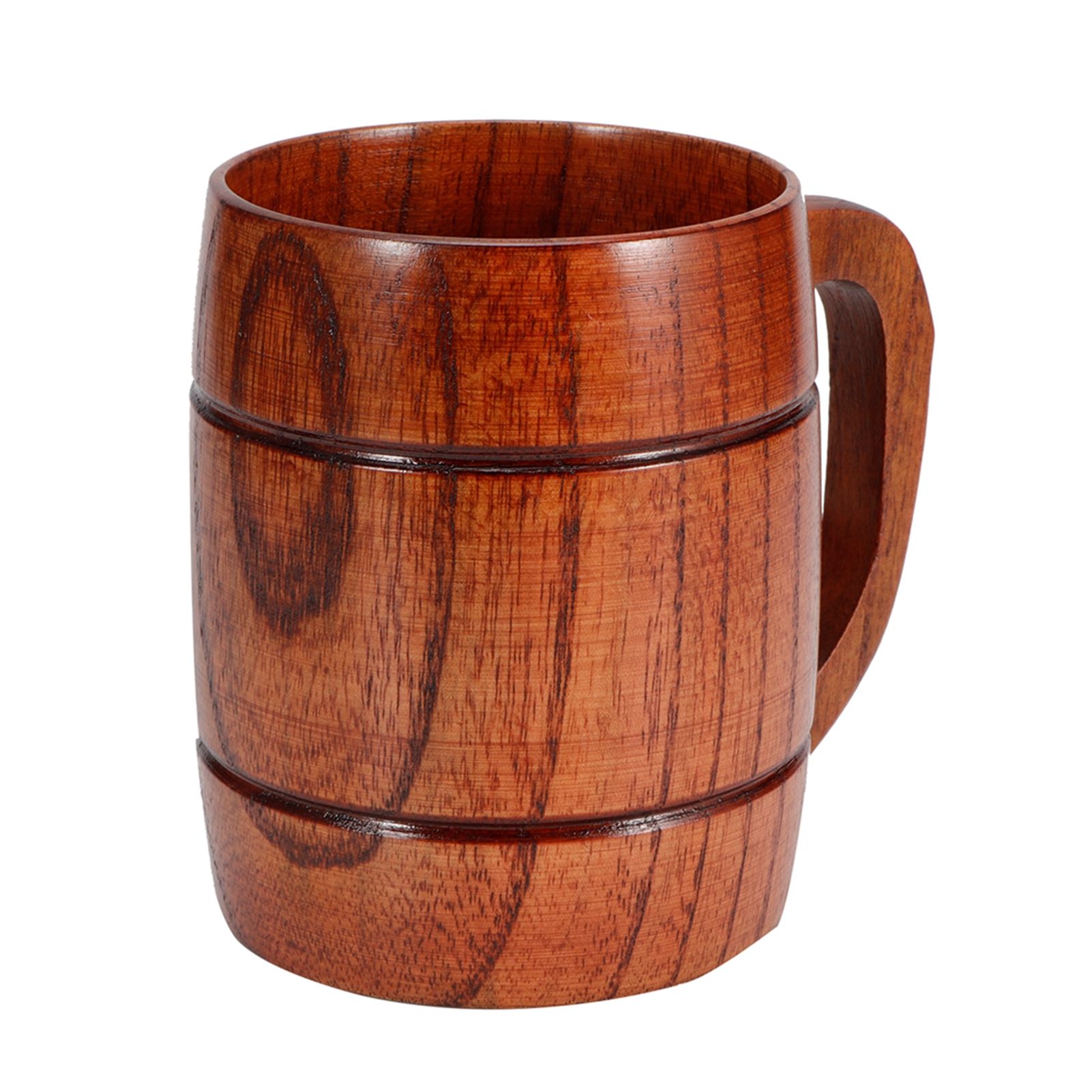 Wooden Beer Mug with Handle Water Wine Tea Coffee Drink Cups Dinnerware