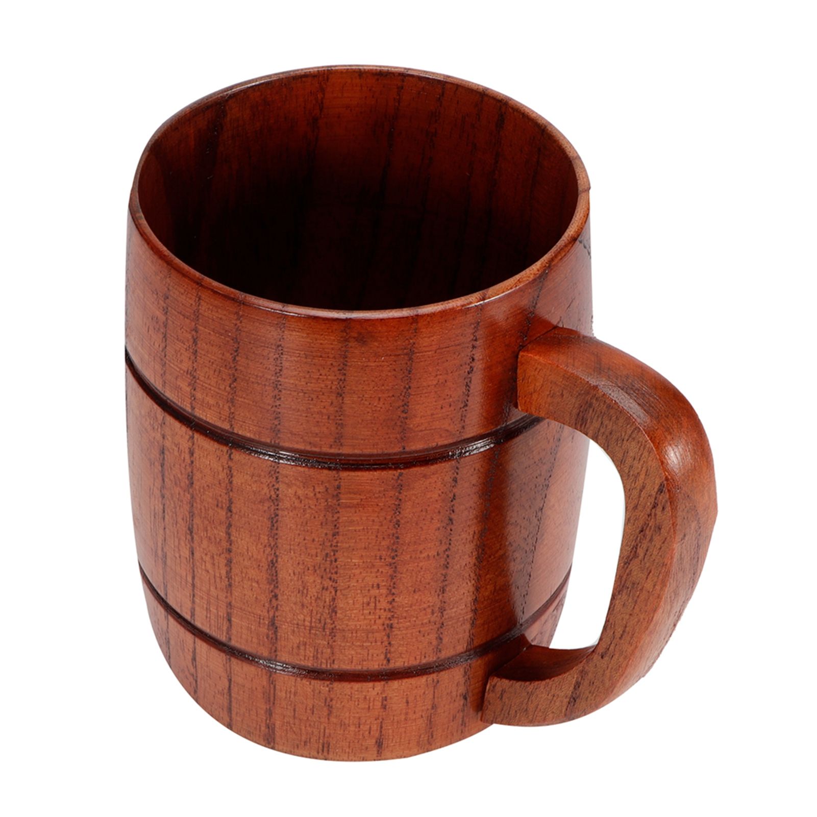 Wooden Beer Mug with Handle Water Wine Tea Coffee Drink Cups Dinnerware view 3
