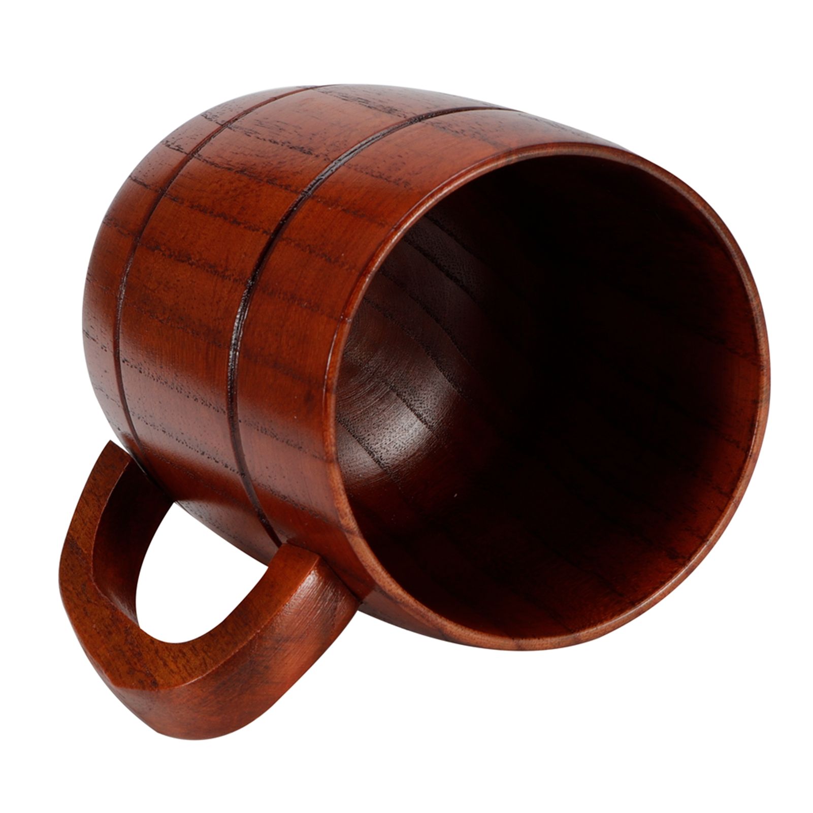 Wooden Beer Mug with Handle Water Wine Tea Coffee Drink Cups Dinnerware view 5