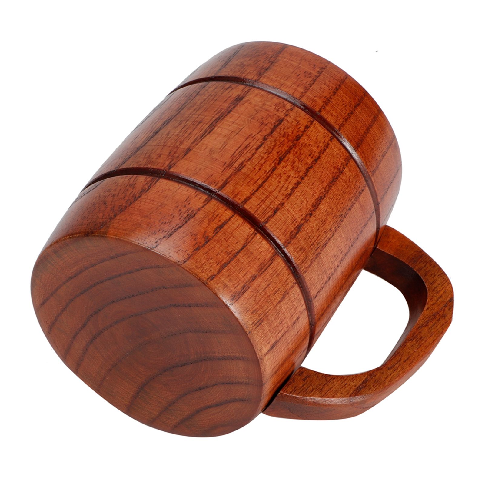 Wooden Beer Mug with Handle Water Wine Tea Coffee Drink Cups Dinnerware view 6